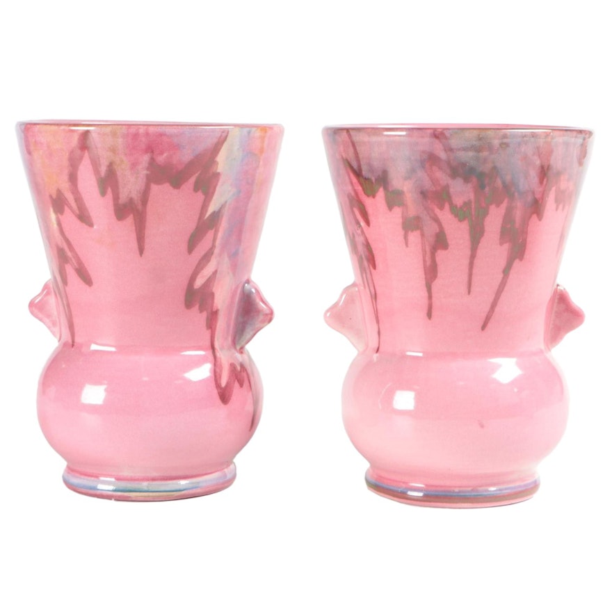 Weller Pottery Pink Glaze Ceramic Vases, Early to Mid 20th Century
