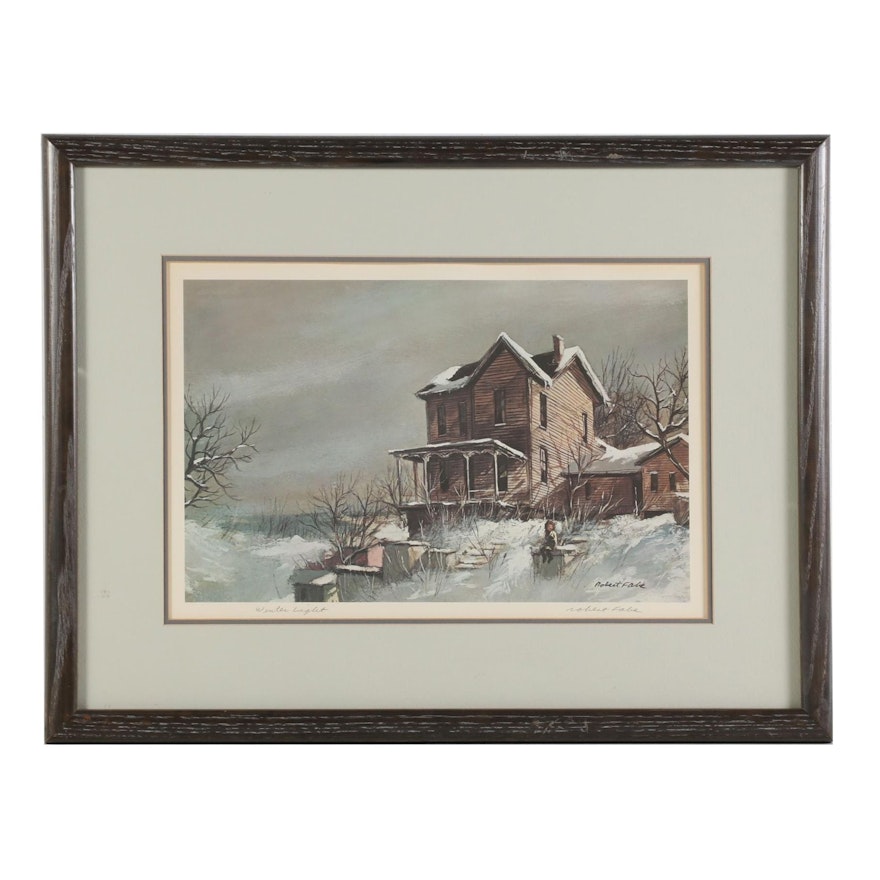 Robert Fabe Offset Lithograph "Winter Light," Late 20th Century