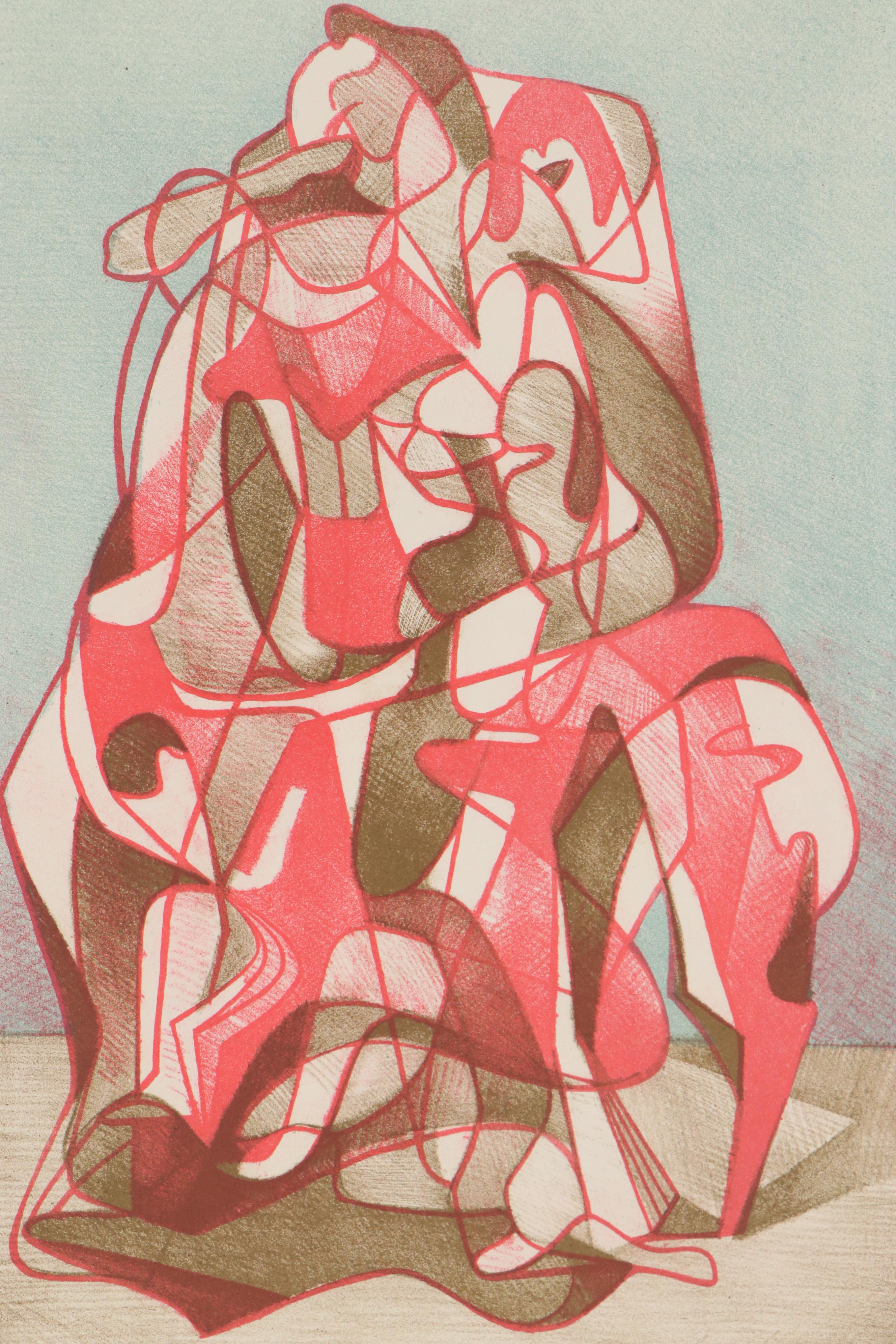 Arthur Helwig Color Lithograph "The Family," Mid-20th Century