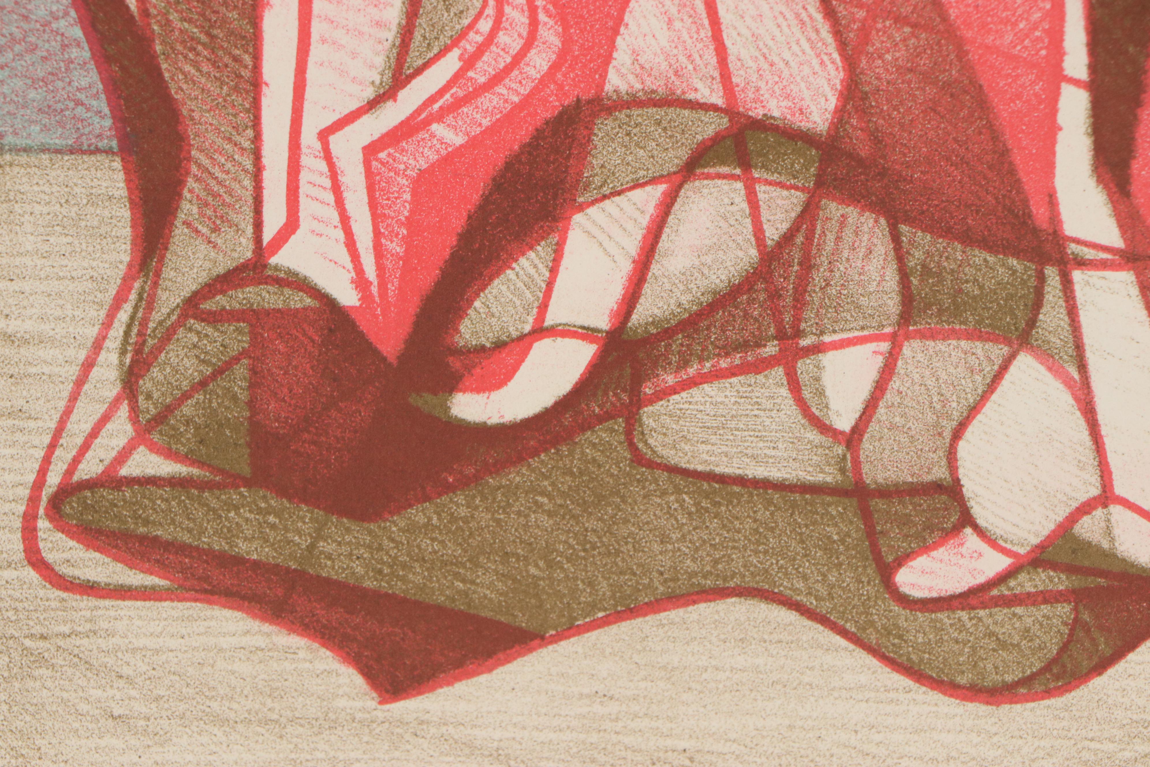 Arthur Helwig Color Lithograph "The Family," Mid-20th Century