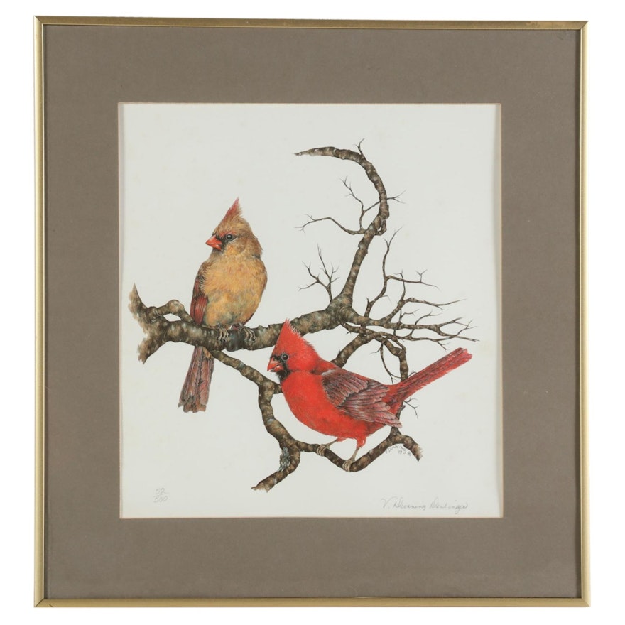 Valerie Dunning-Denlinger Cardinals Offset Lithograph, 1980