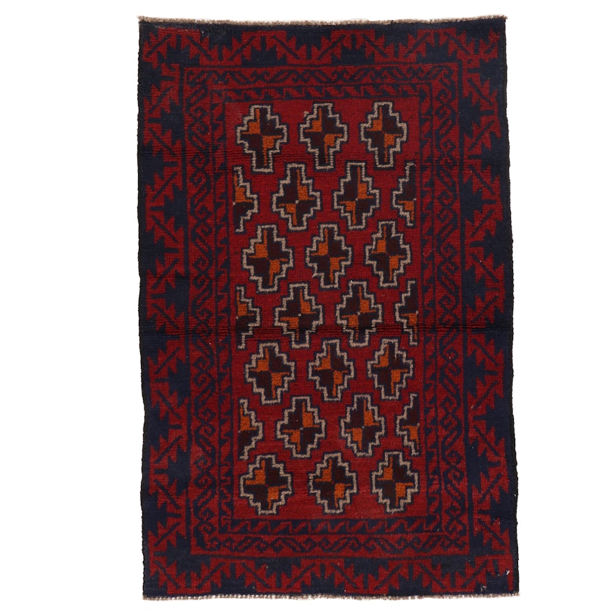 2'11 x 4'6 Hand Knotted Afghan Baluch Accent Rug