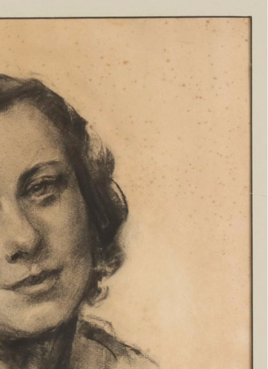 Jerome DeWitt Charcoal Drawing of Female Portrait, circa 1936