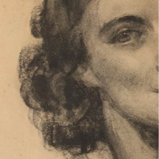 Jerome DeWitt Charcoal Drawing of Female Portrait, circa 1936