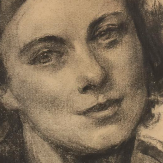 Jerome DeWitt Charcoal Drawing of Female Portrait, circa 1936