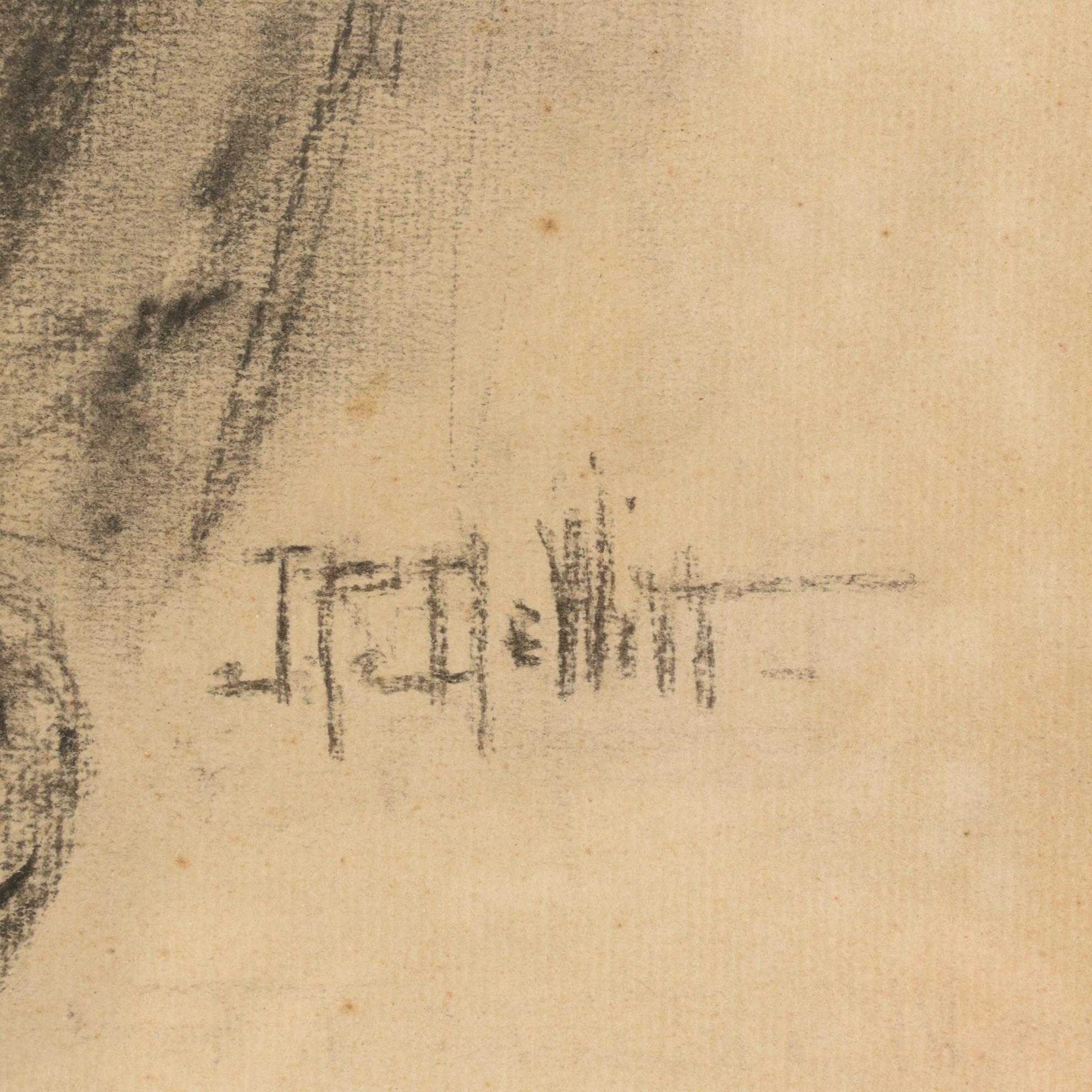 Jerome DeWitt Charcoal Drawing of Female Portrait, circa 1936