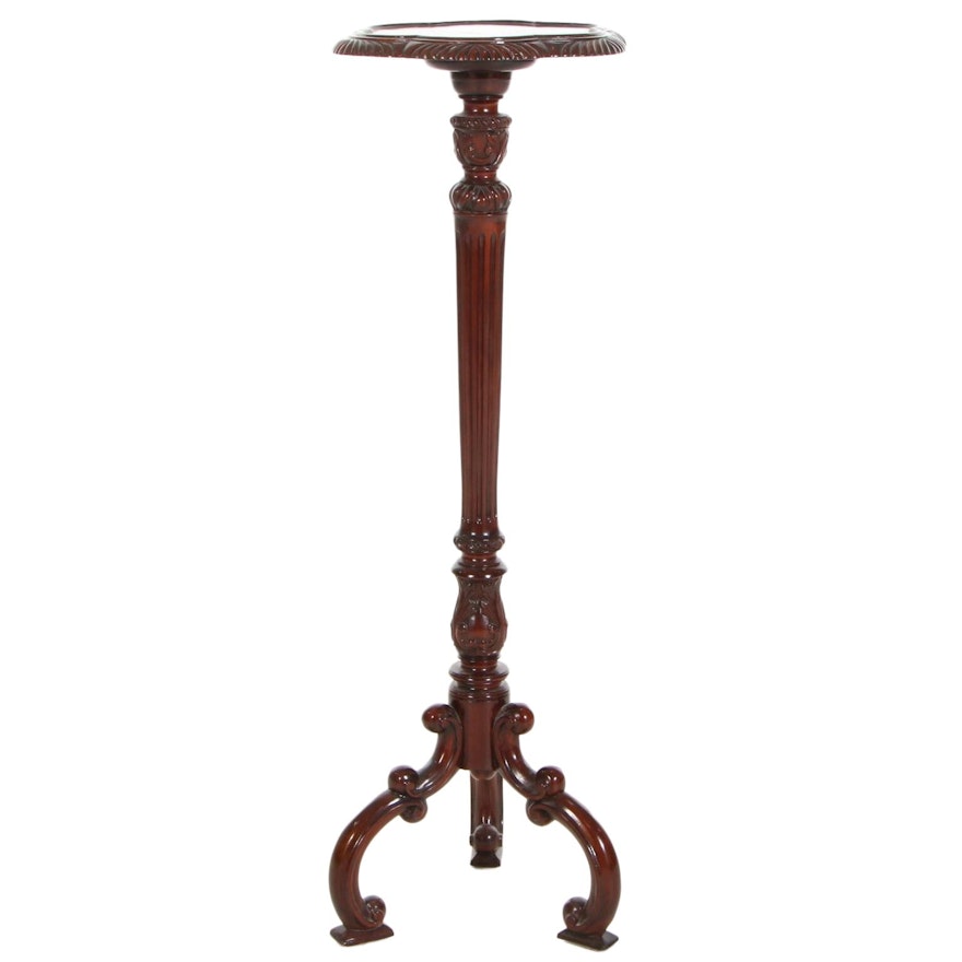 George III Style Carved Mahogany Tripod Plant Stand