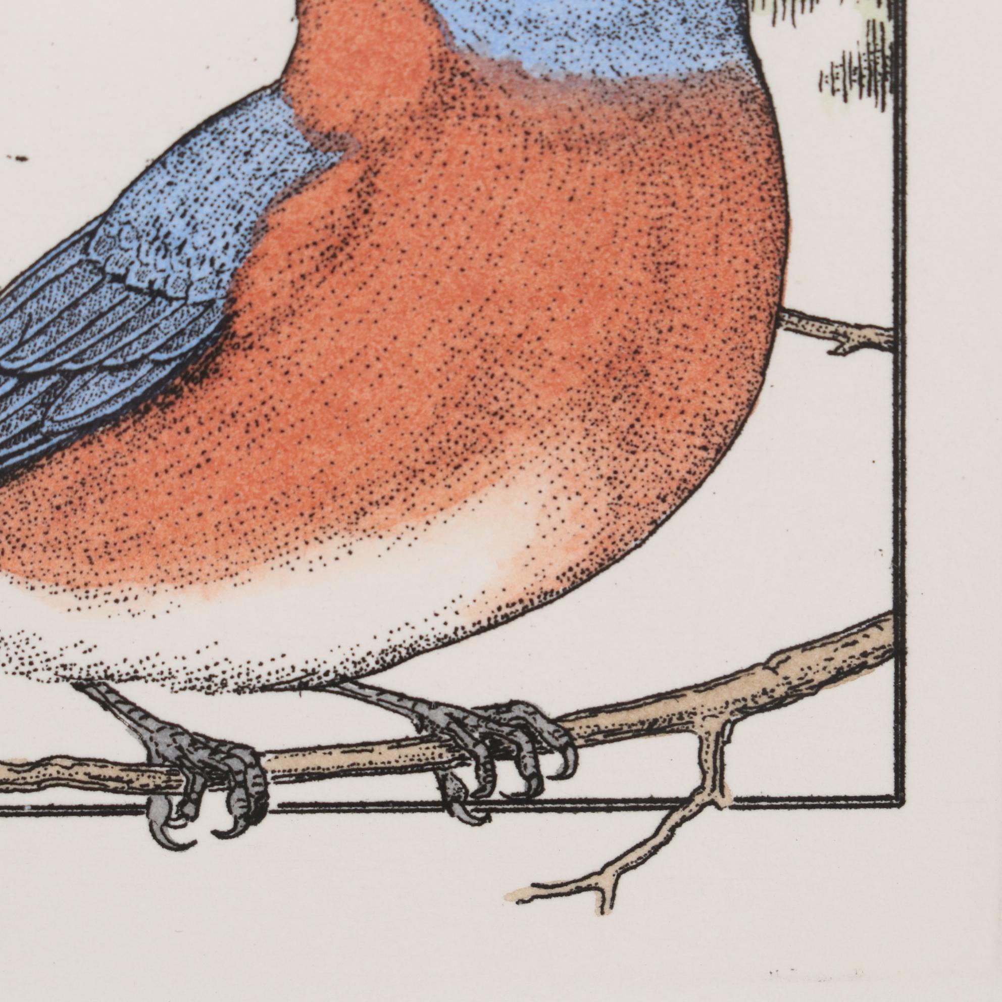 Lucius DuBose Hand-Colored Etching "Blue Bird," 21st Century