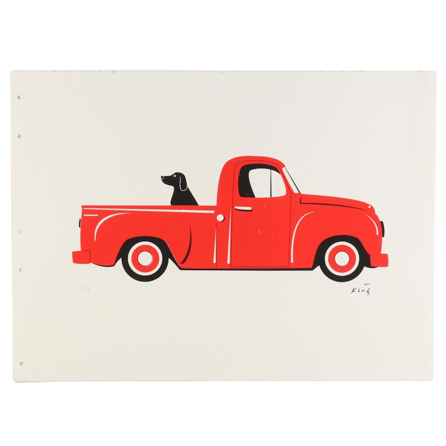 Dave Klug Serigraph "The Red Truck," 21st Century