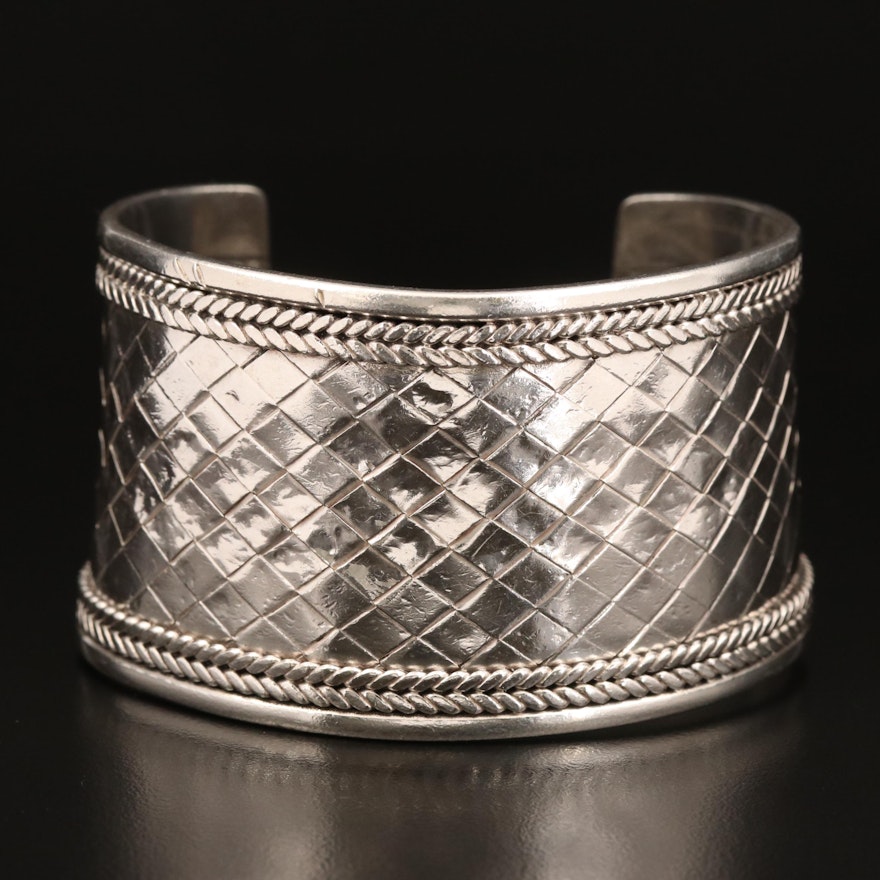 Sterling Woven Patterned Cuff