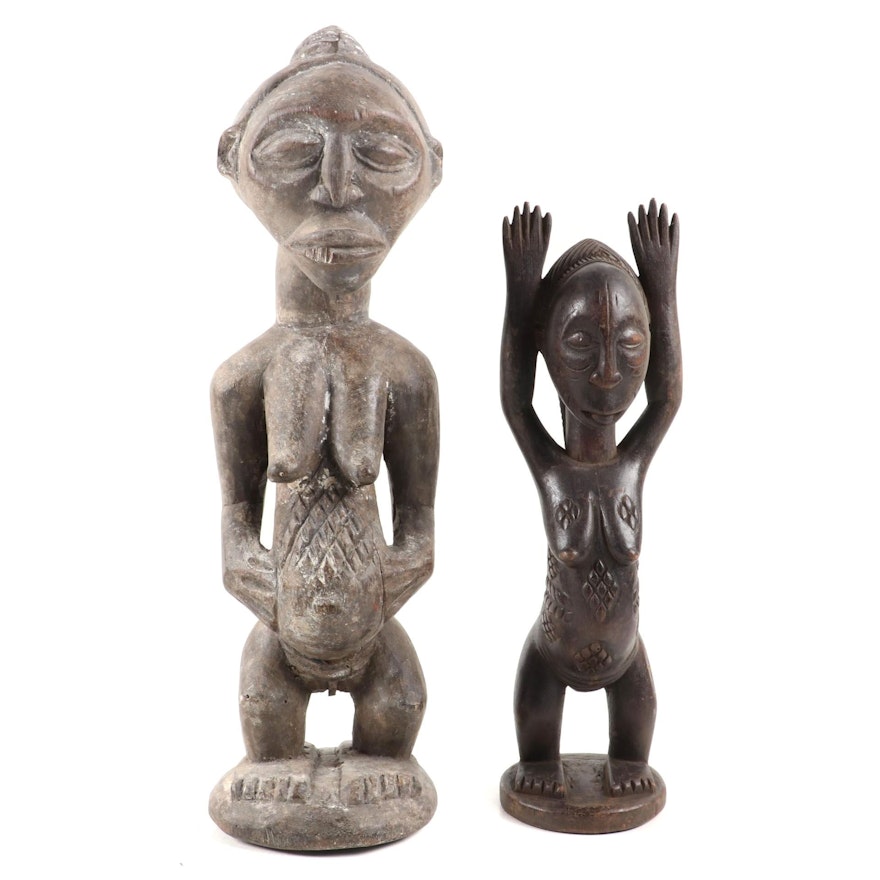 Central African Style Wood Female Figures