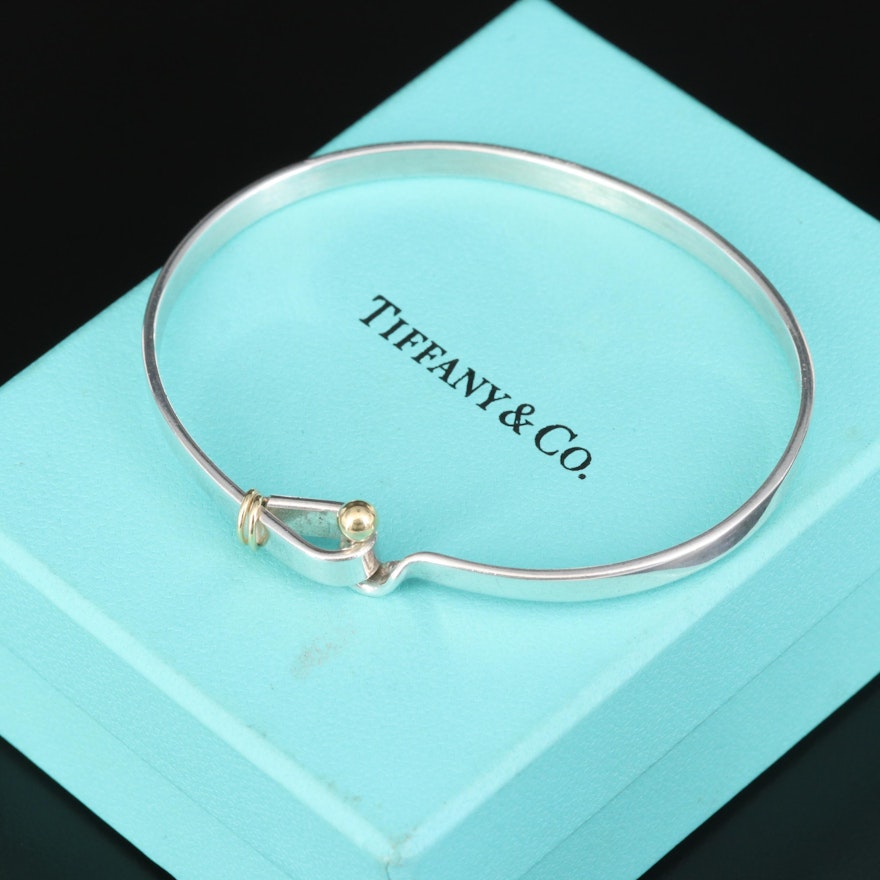 Tiffany & Co. Sterling Hook and Eye Bangle with 18K Accents