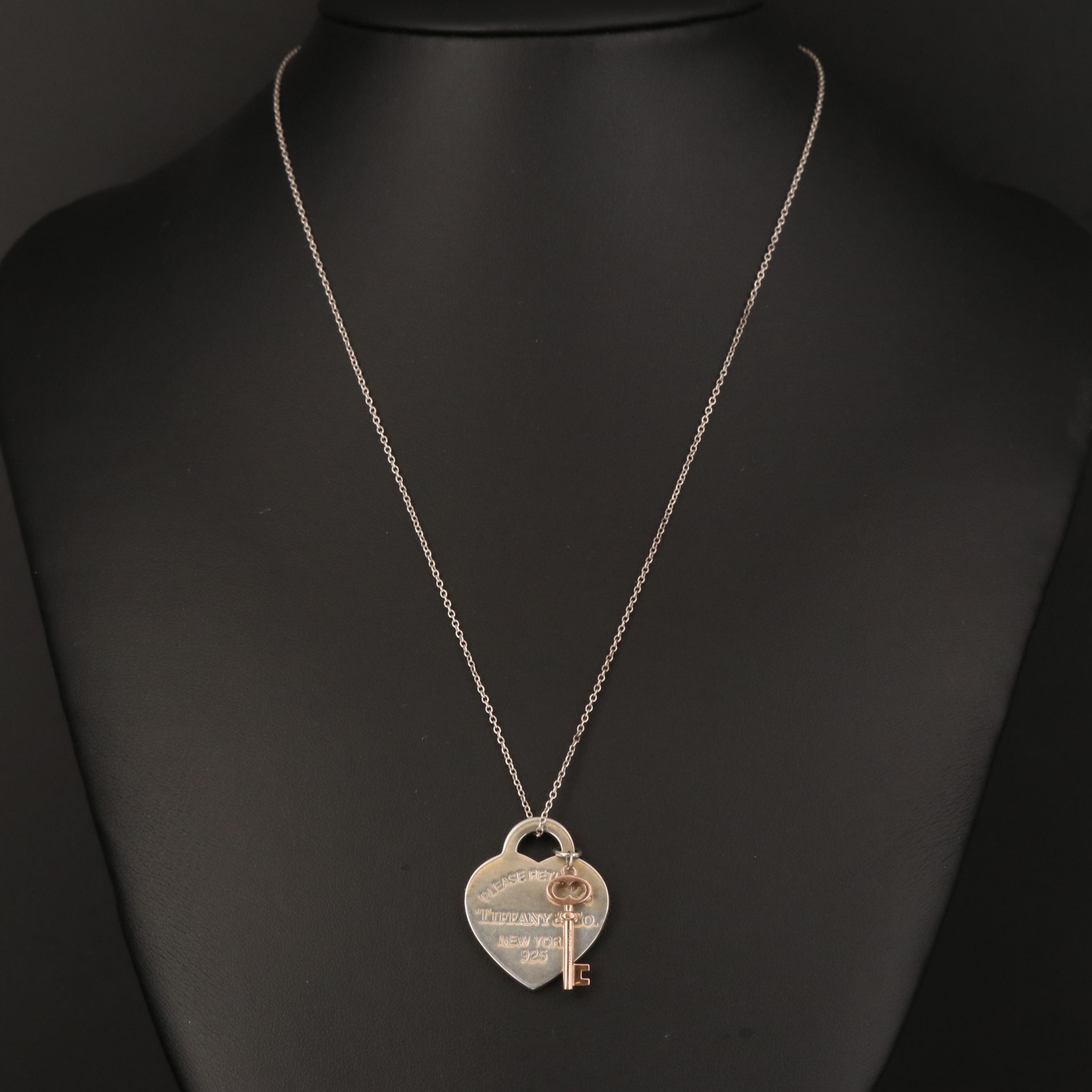 Tiffany & Co. "Return To Tiffany" Sterling Heart Key Necklace