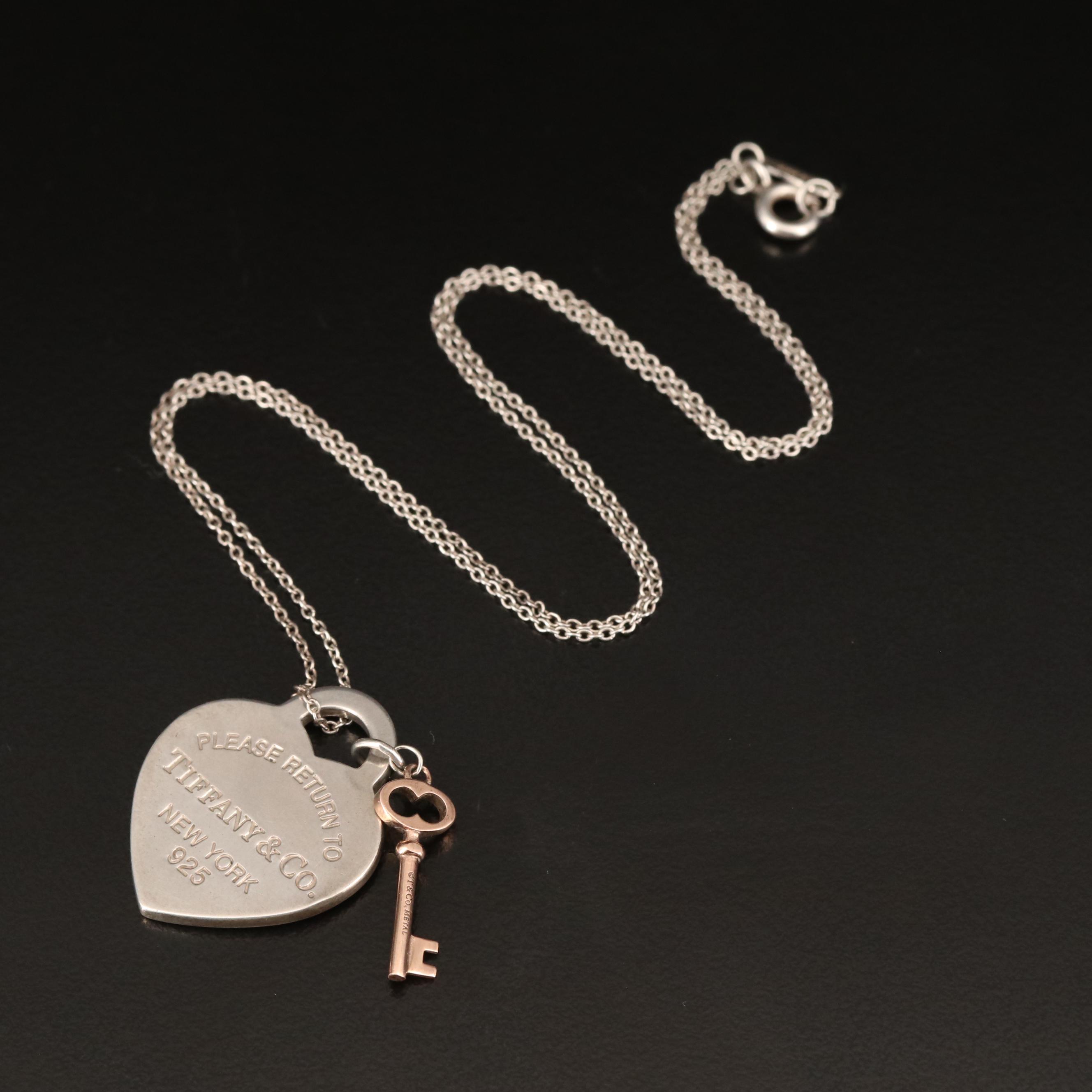Tiffany & Co. "Return To Tiffany" Sterling Heart Key Necklace