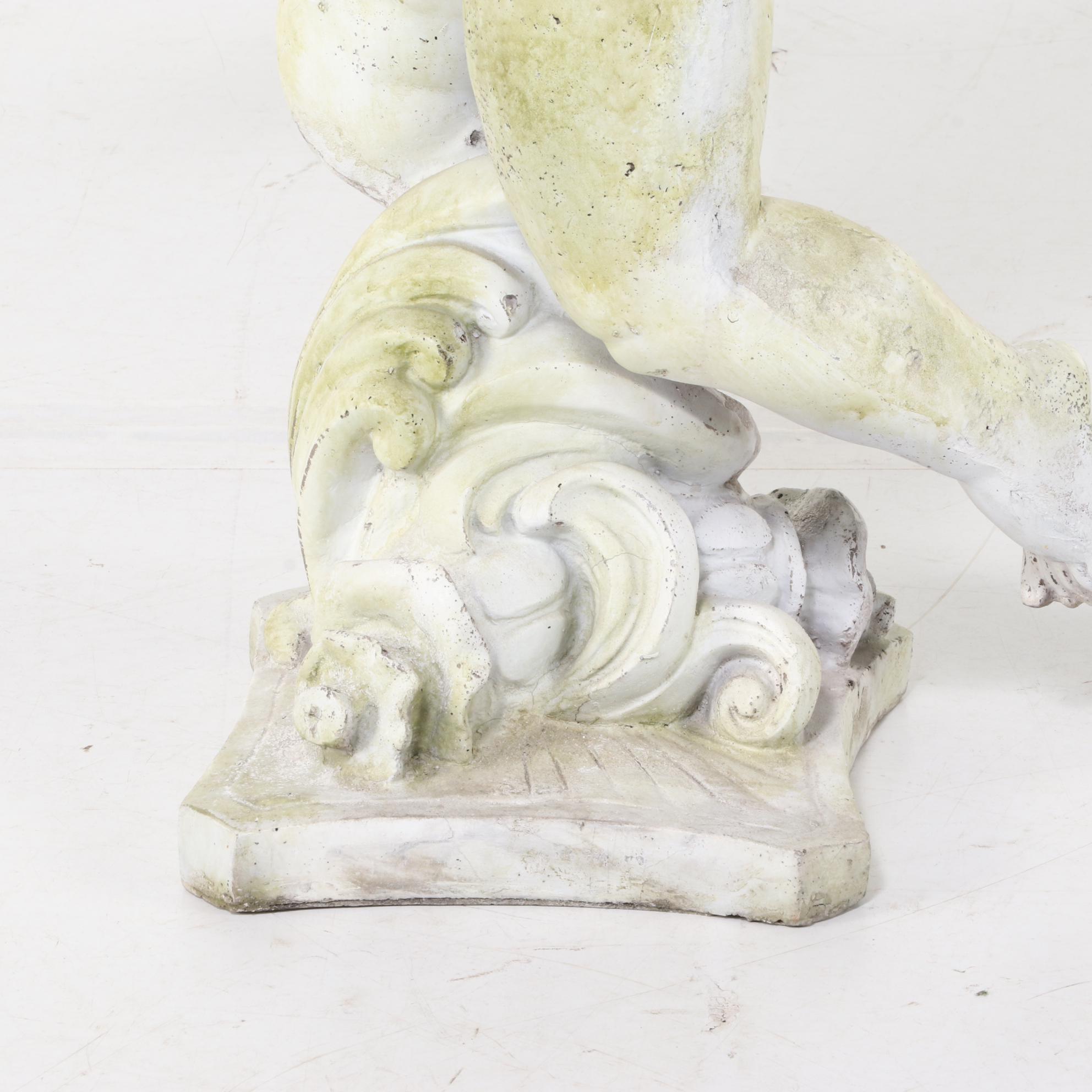 Figural Cherub Resin and Composite Garden Sculpture