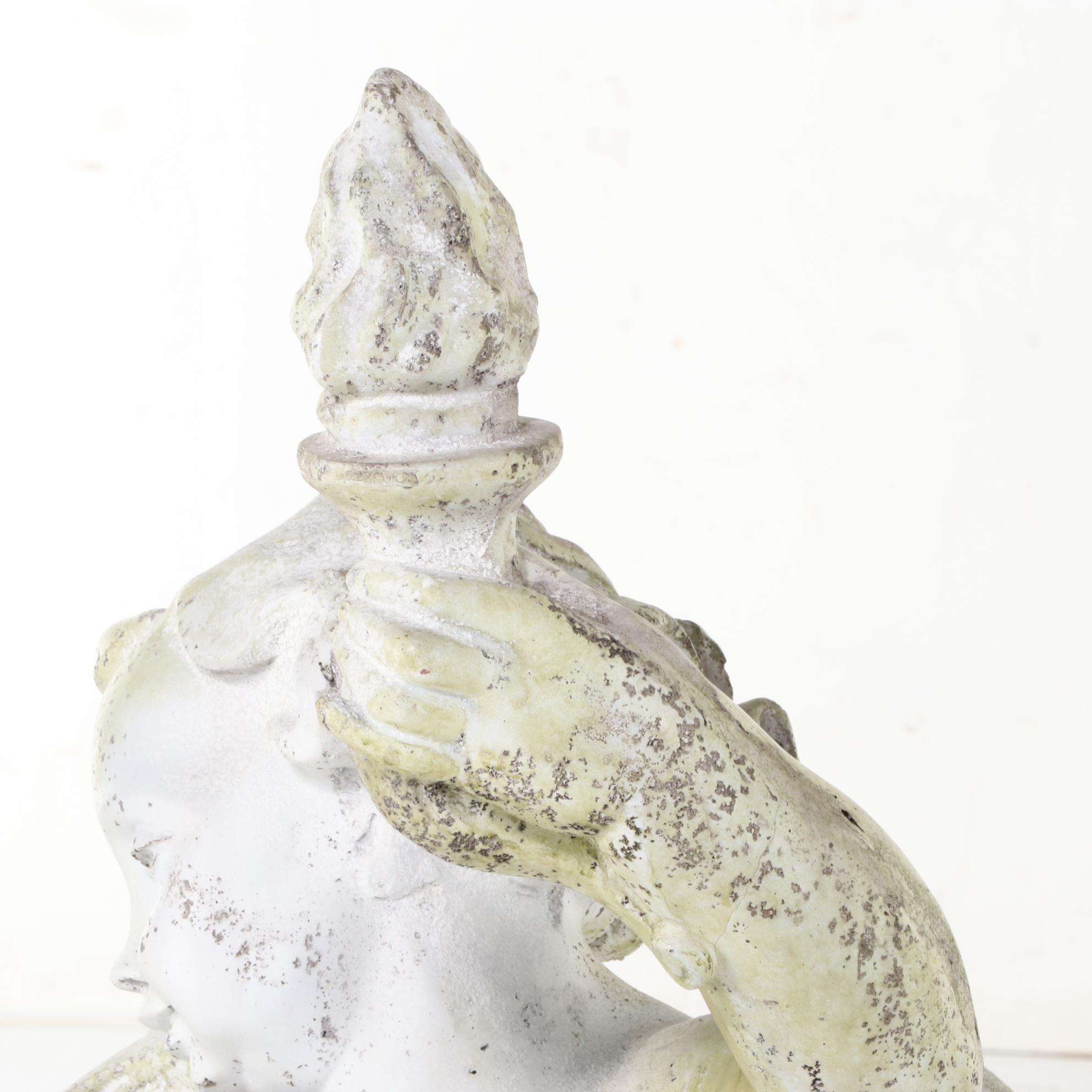 Figural Cherub Resin and Composite Garden Sculpture