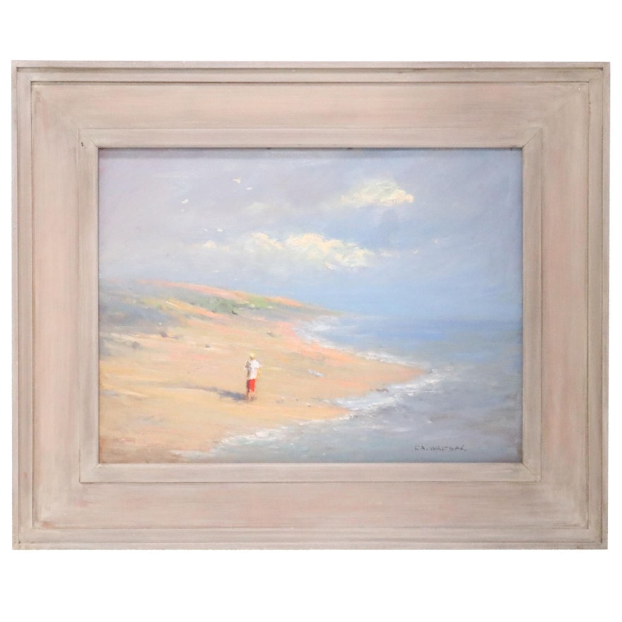 Robert A. Waltsak Oil Painting "Running the Beach," 2015