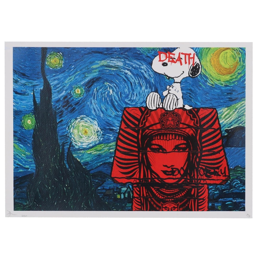 Death NYC Pop Art Offset Print of Snoopy and Starry Night, 2020