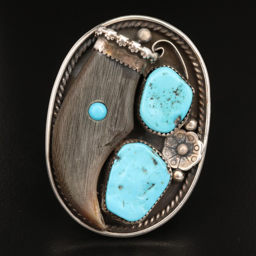 Tammy Nelson Navajo Diné, Sterling, Horn and Turquoise Doublet Ring