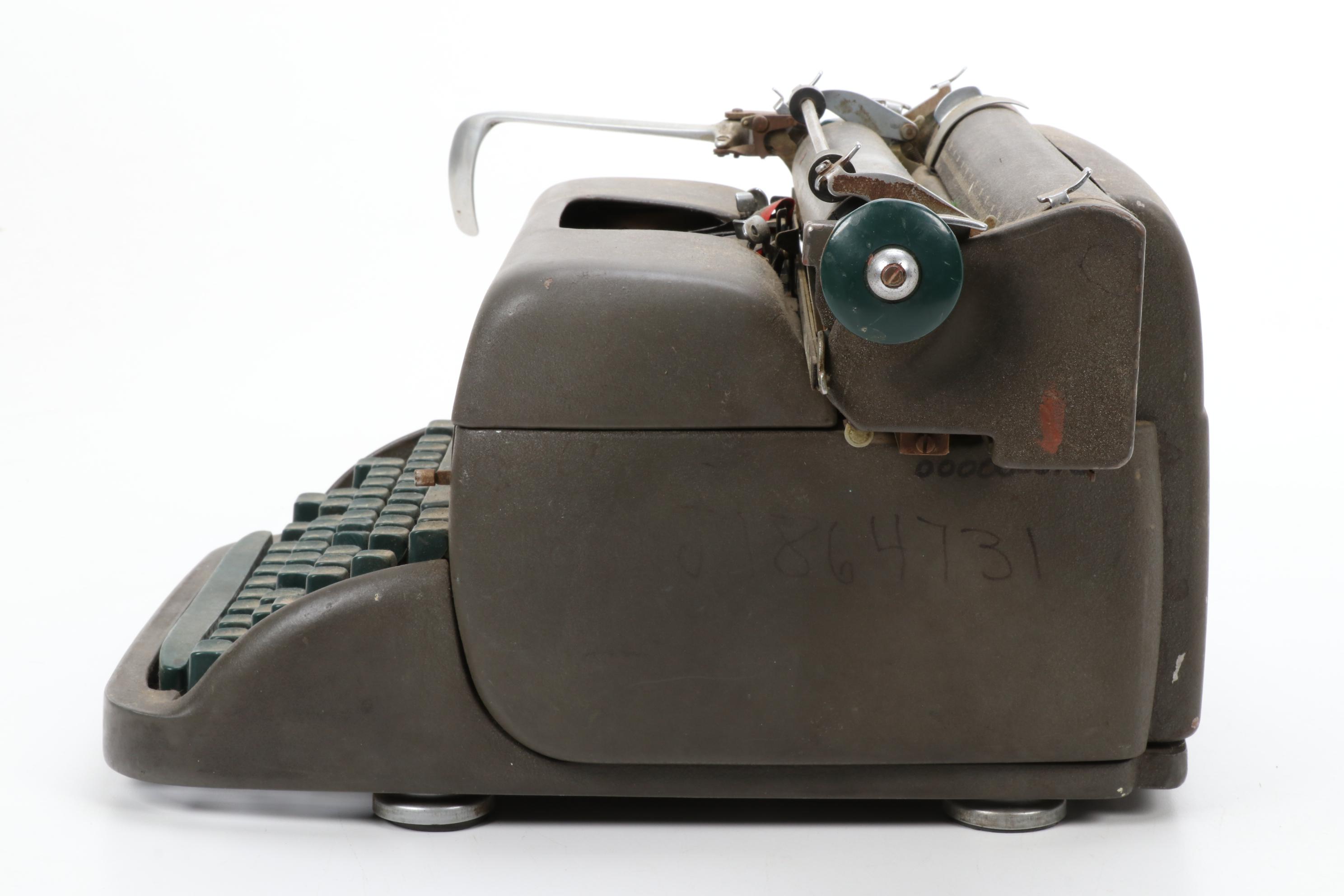 Remington Rand Super-Riter Green Typewriter, Mid-20th Century