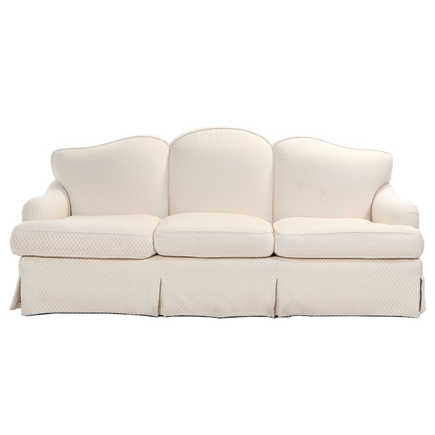 Scalamandré Quilted and Skirt Upholstered Three-Seat Sofa