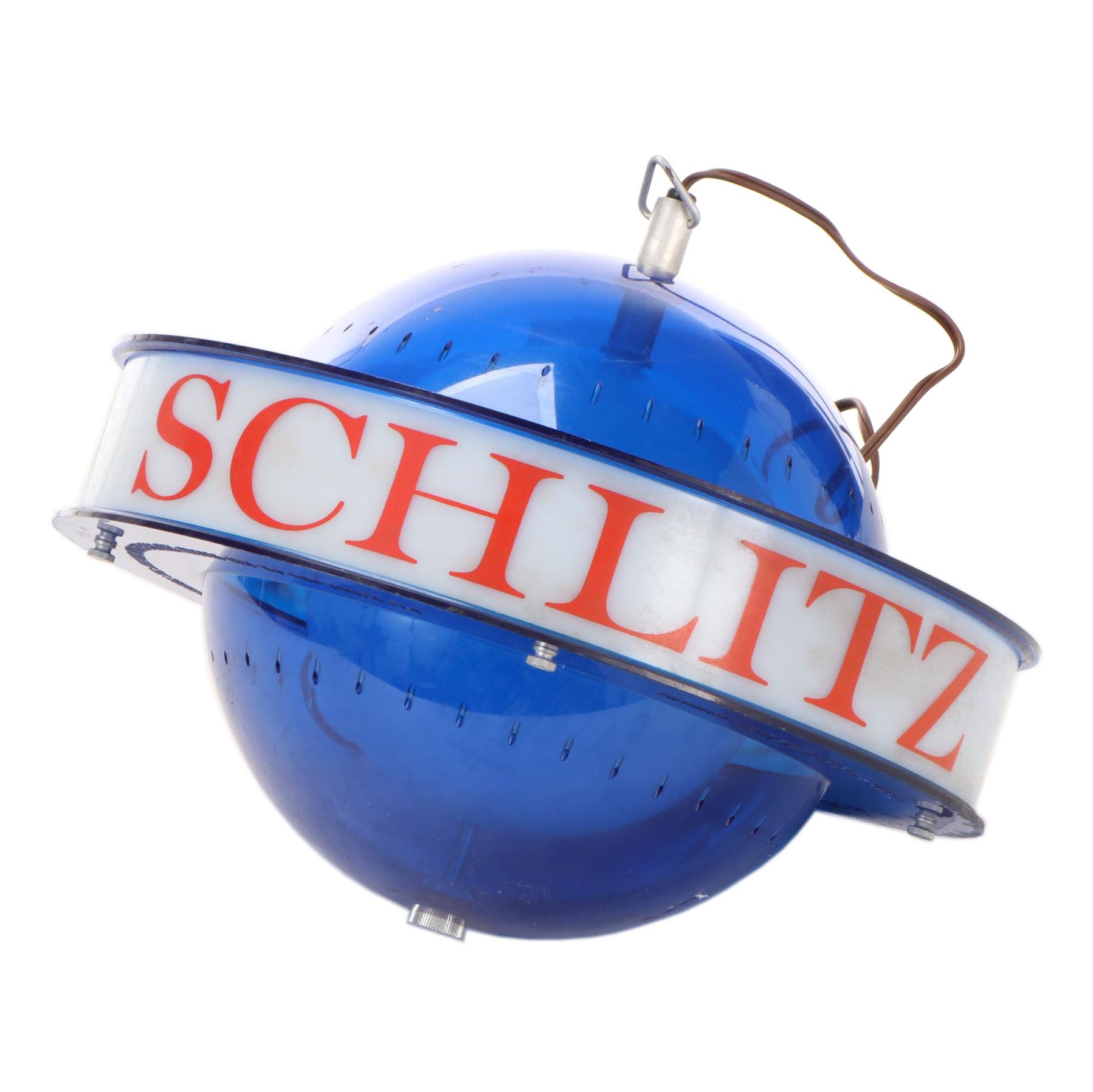 Schlitz Beer Advertising "Saturn Style" Blue Globe Spinning Light Fixture, 1961