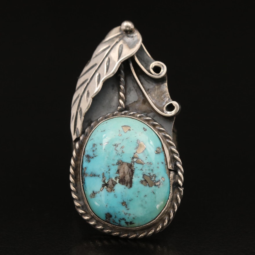 Southwestern Sterling Turquoise Wirework Ring