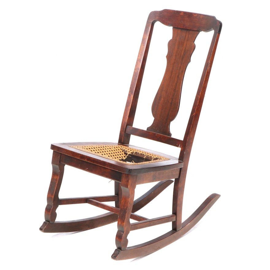 American Mahogany and Birch Rocking Chair, Late 19th/Early 20th Century