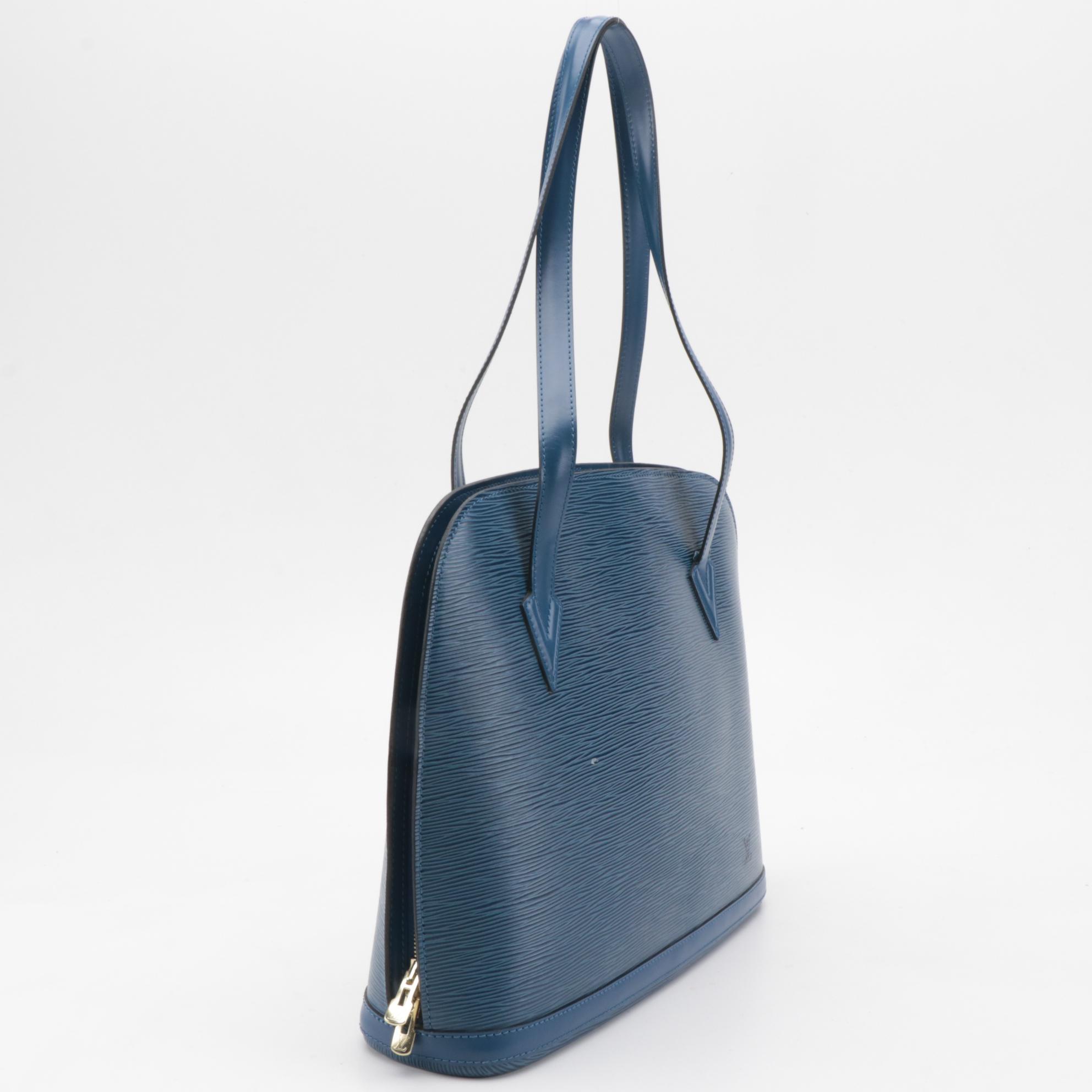 Louis Vuitton Lussac Tote Bag in Toledo Blue Epi Leather and Smooth Leather