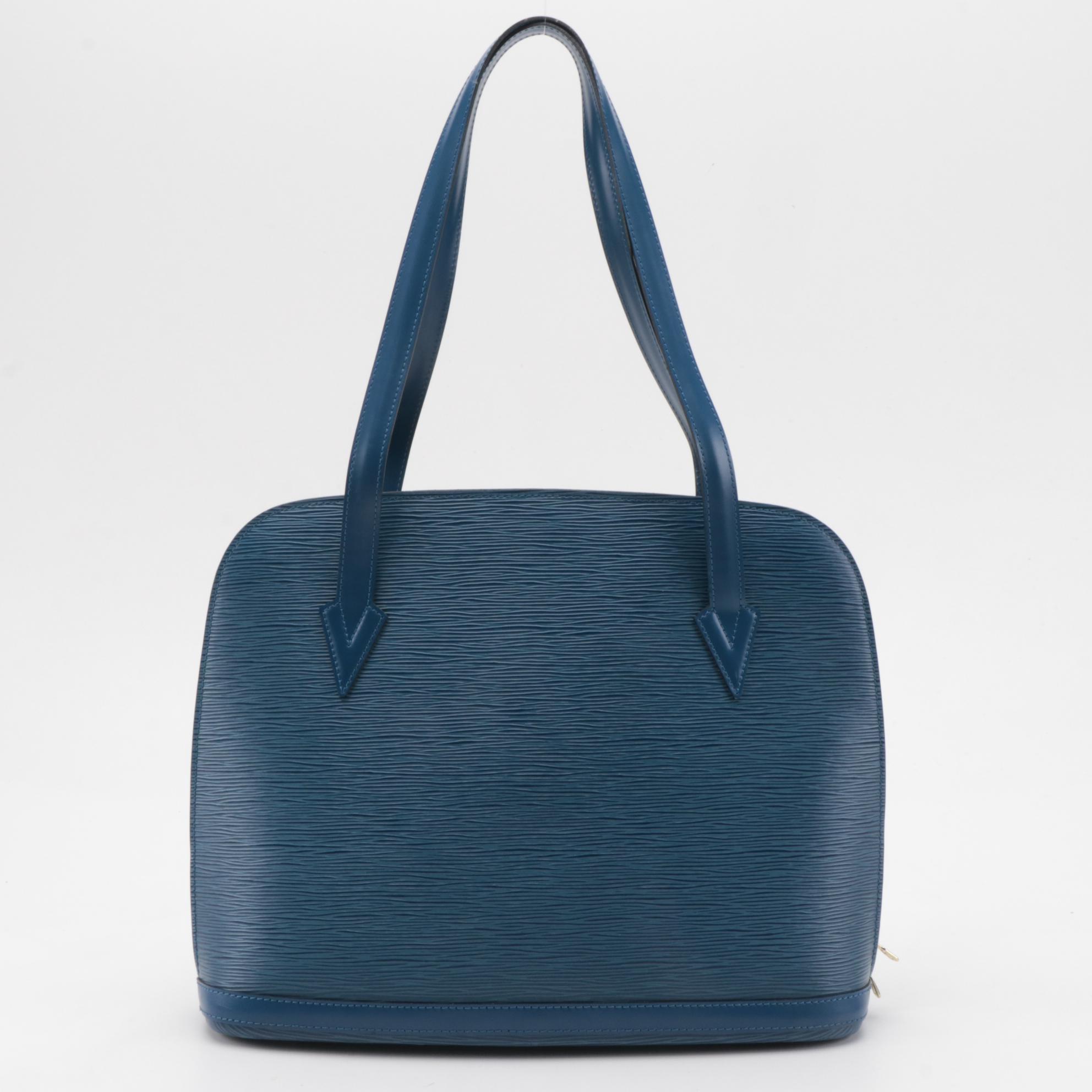 Louis Vuitton Lussac Tote Bag in Toledo Blue Epi Leather and Smooth Leather