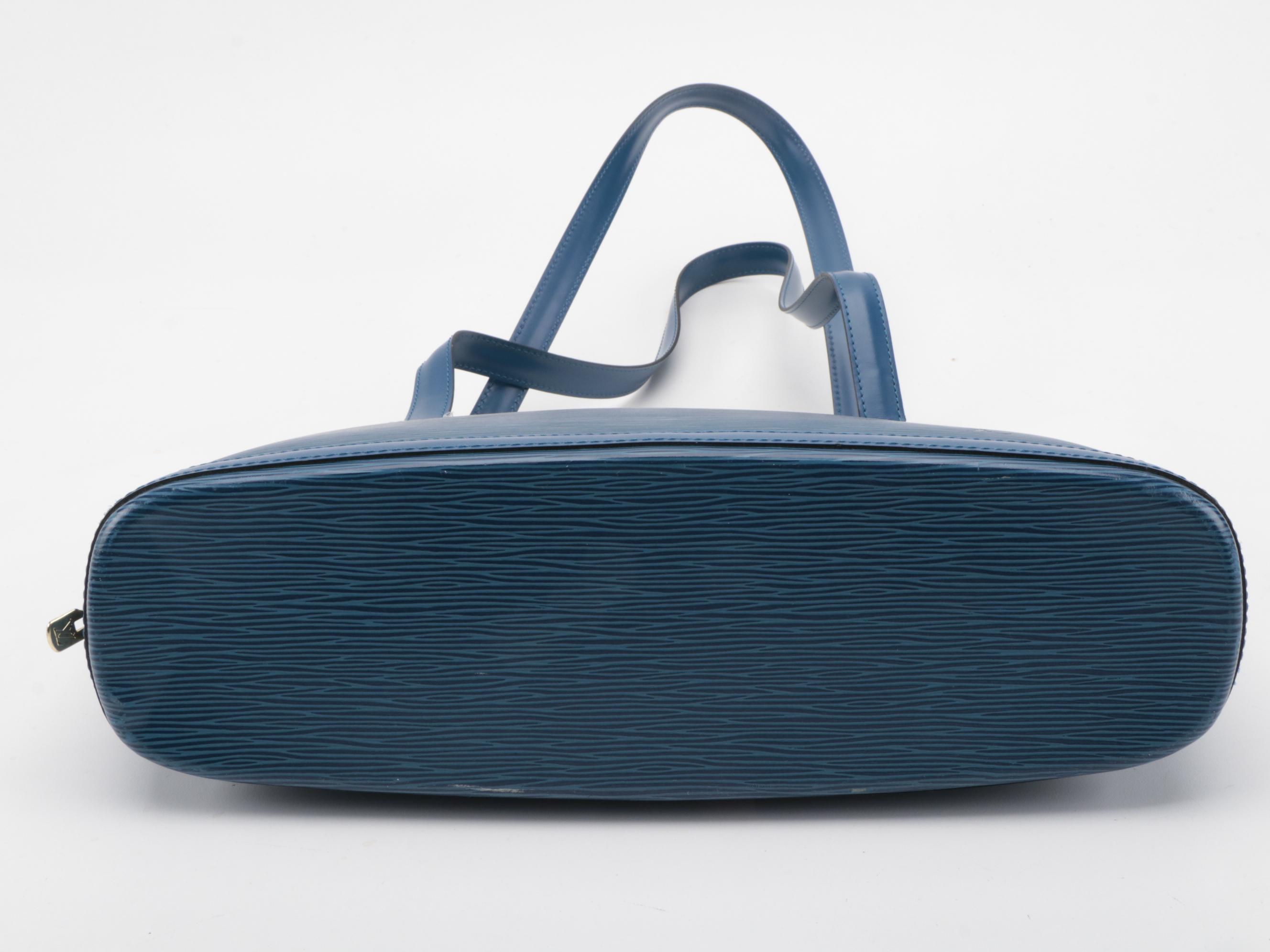 Louis Vuitton Lussac Tote Bag in Toledo Blue Epi Leather and Smooth Leather