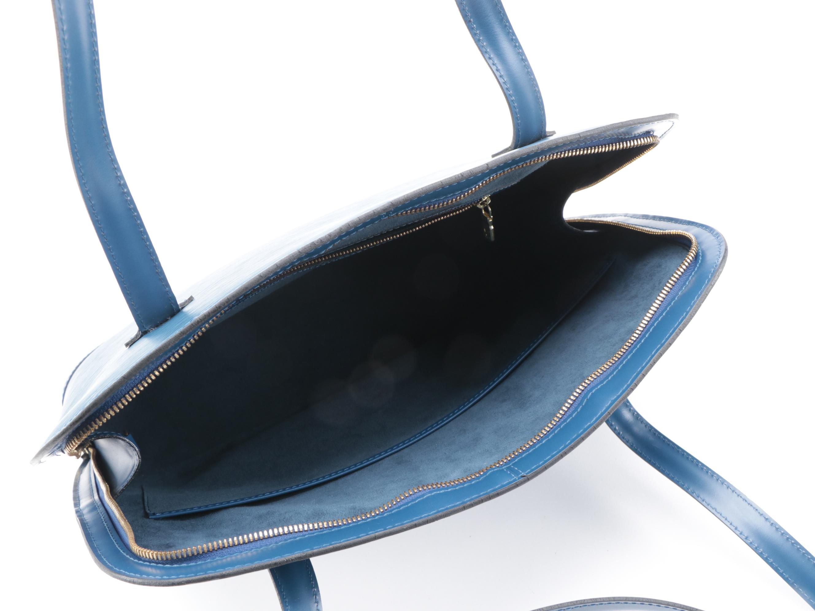 Louis Vuitton Lussac Tote Bag in Toledo Blue Epi Leather and Smooth Leather