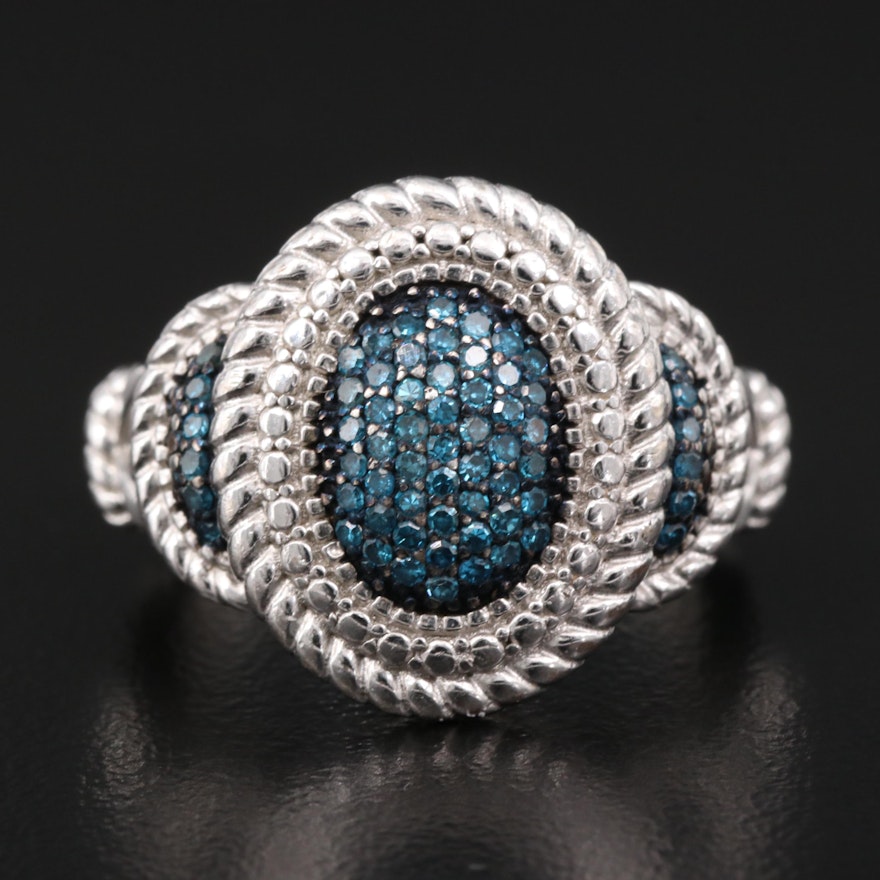 Sterling Silver Blue Diamond Ring