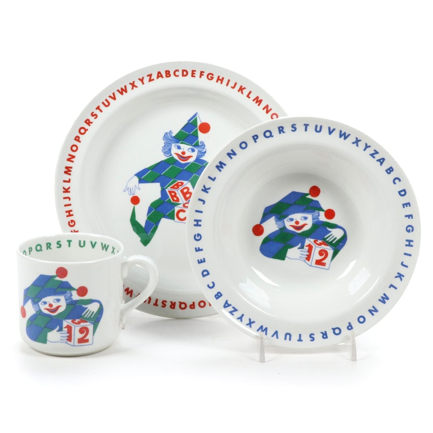 Arabia Finland Jester Alphabet Child’s Bowl, Plate and Mug