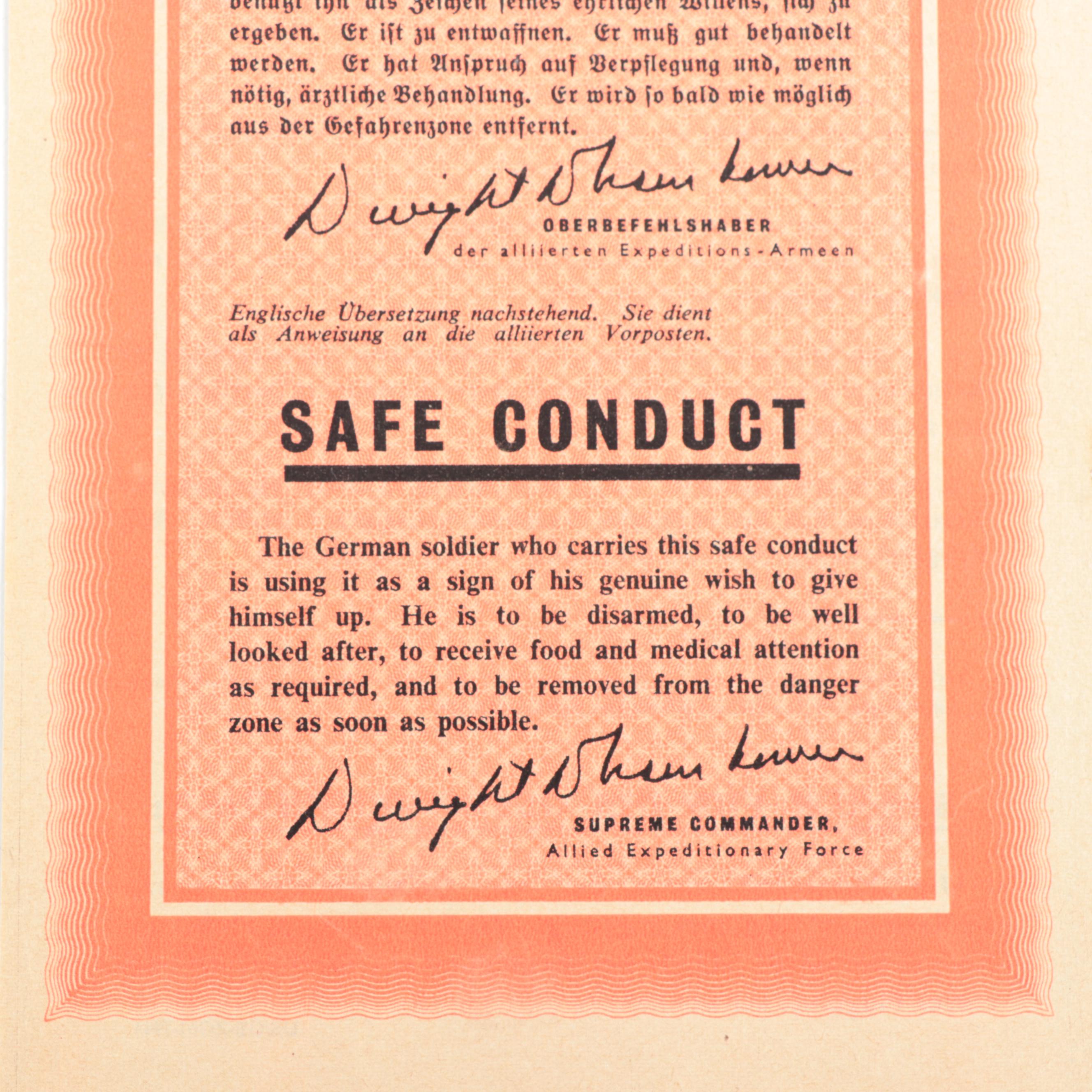 WWII German Certificate of Safe Conduct