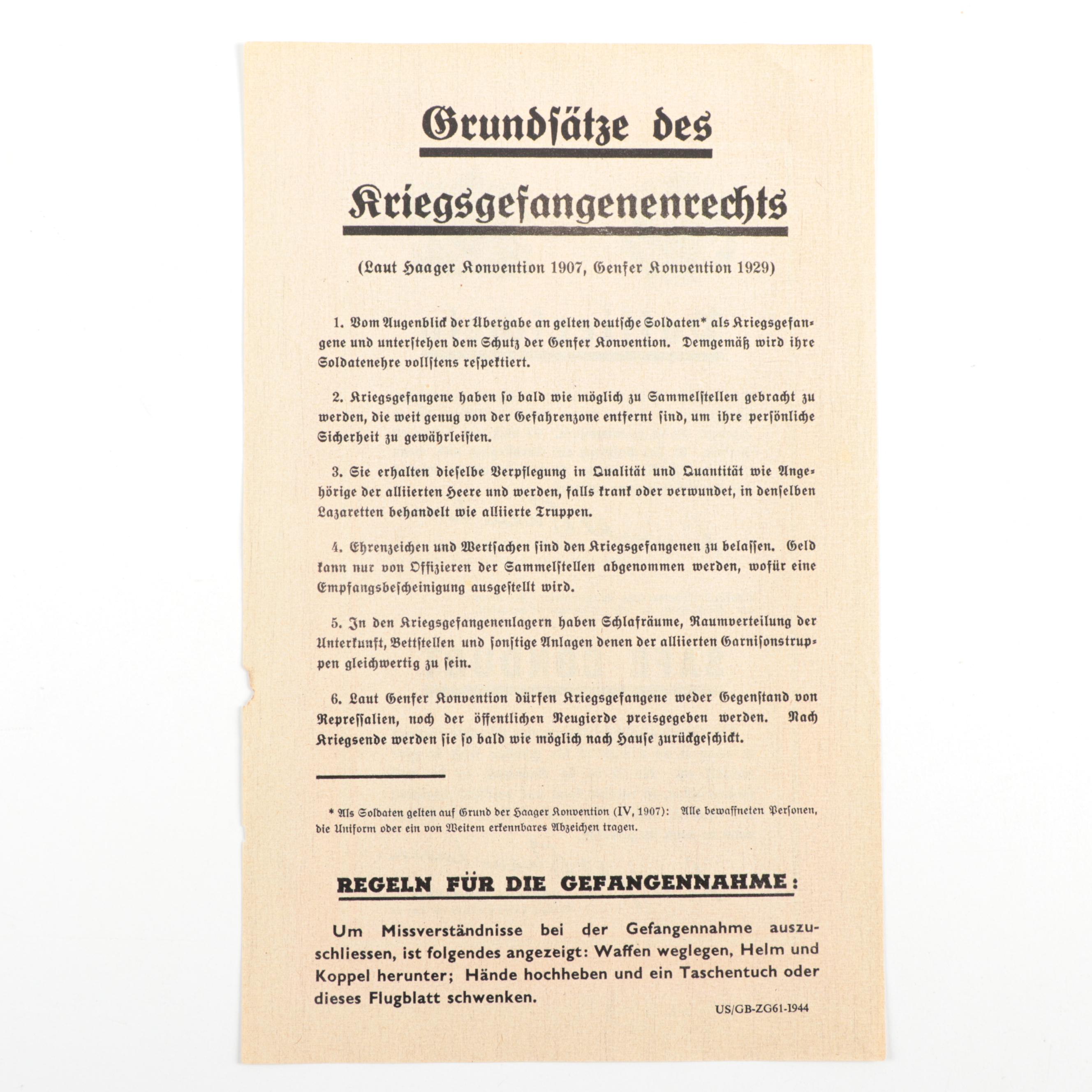 WWII German Certificate of Safe Conduct