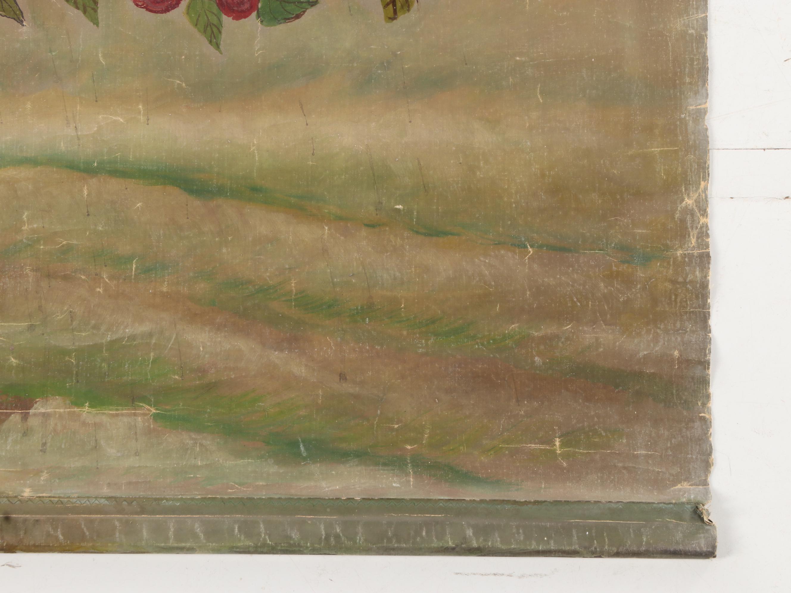 Frederich Wagener Oil Painting on Scroll of Blossoming Tree, Late 20th Century