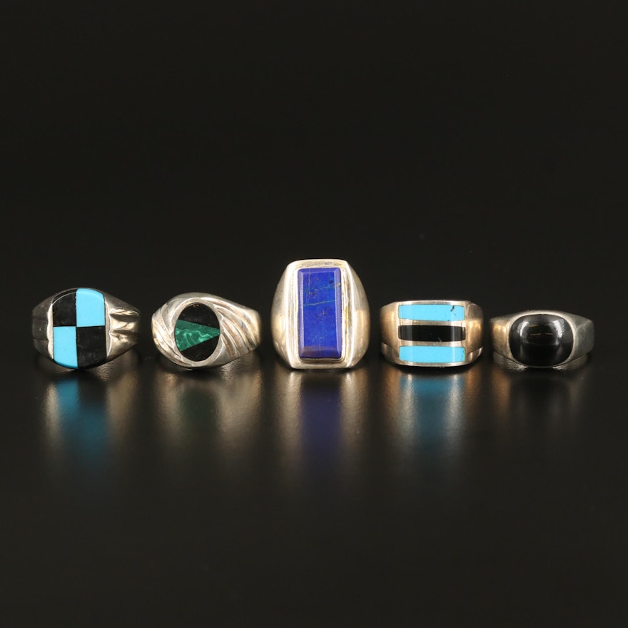 Sterling Rings with Lapis Lazuli and Faux Gemstones
