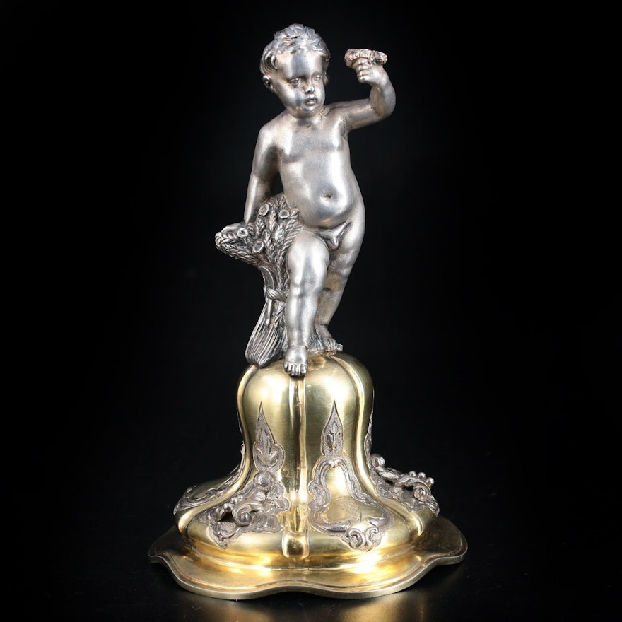 Charles Thomas Fox & George Fox Sterling Silver and Gilt Cupid Figurine, 1857