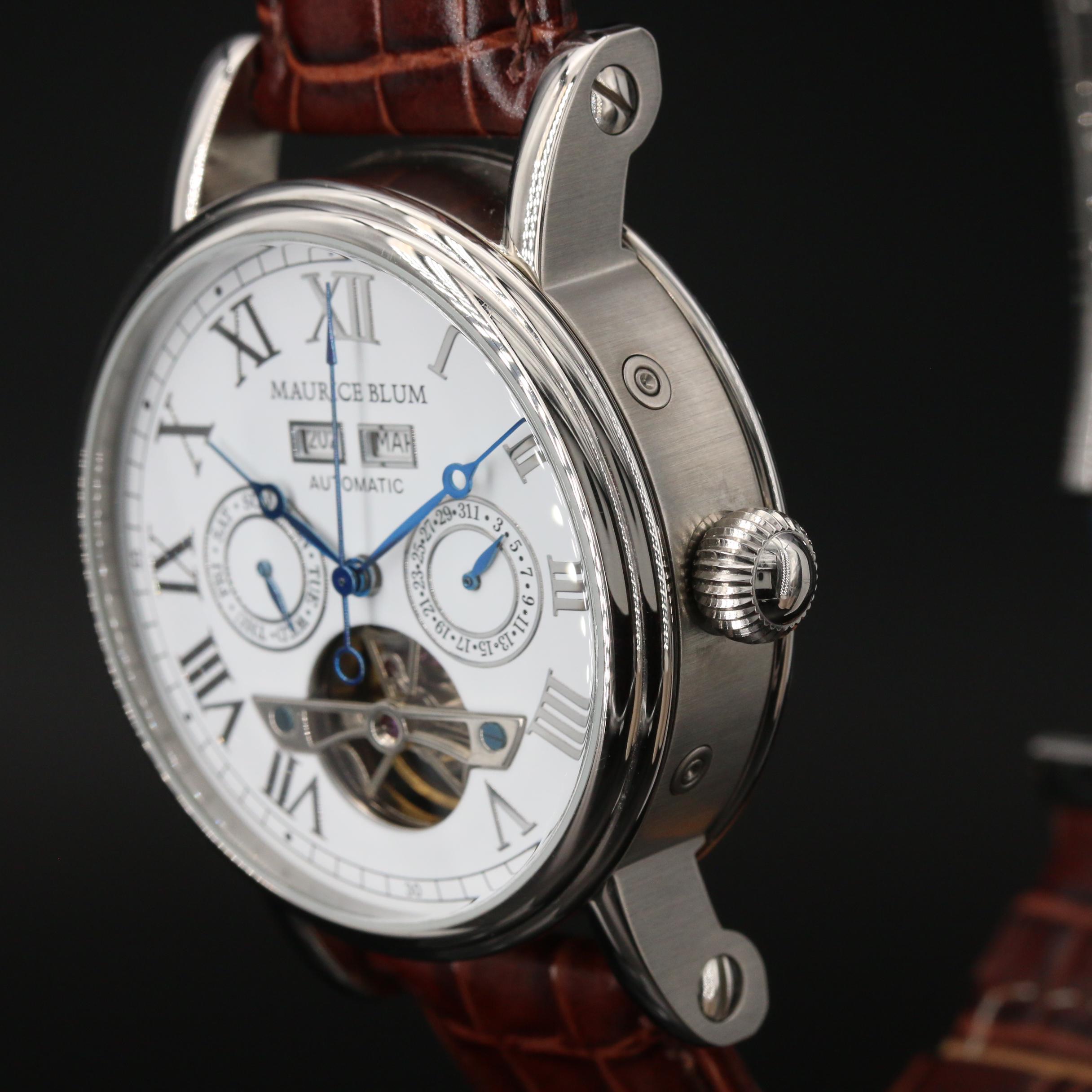 Maurice Blum "Day/Date/Month/Year" Stainless Steel Automatic Watch