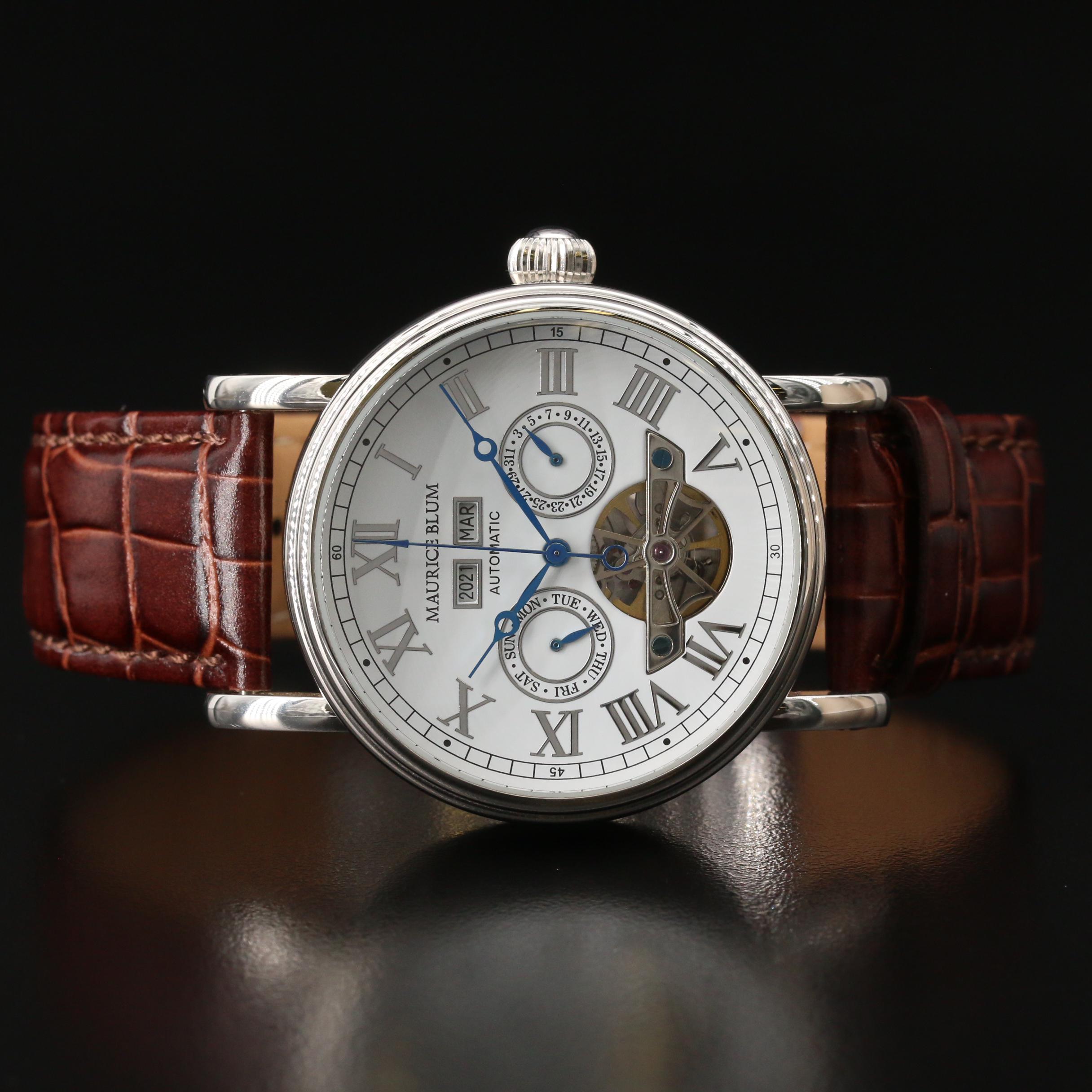 Maurice Blum "Day/Date/Month/Year" Stainless Steel Automatic Watch