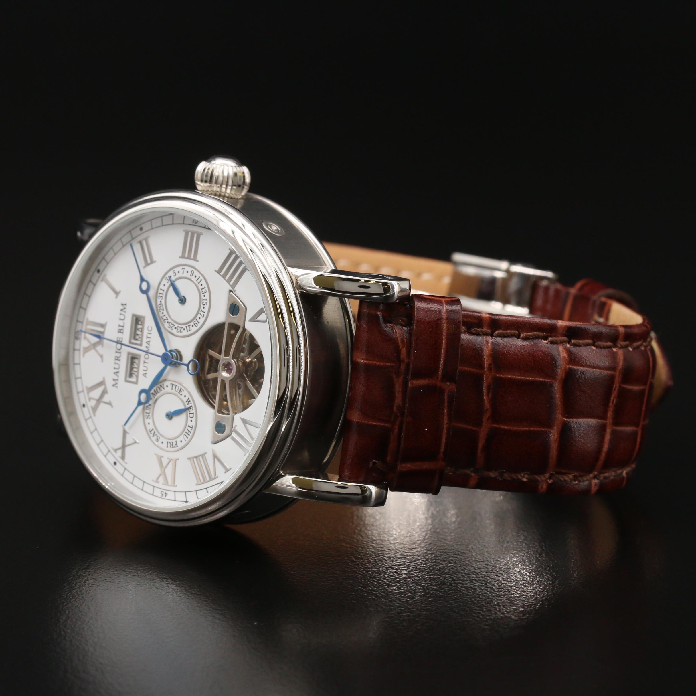 Maurice Blum "Day/Date/Month/Year" Stainless Steel Automatic Watch