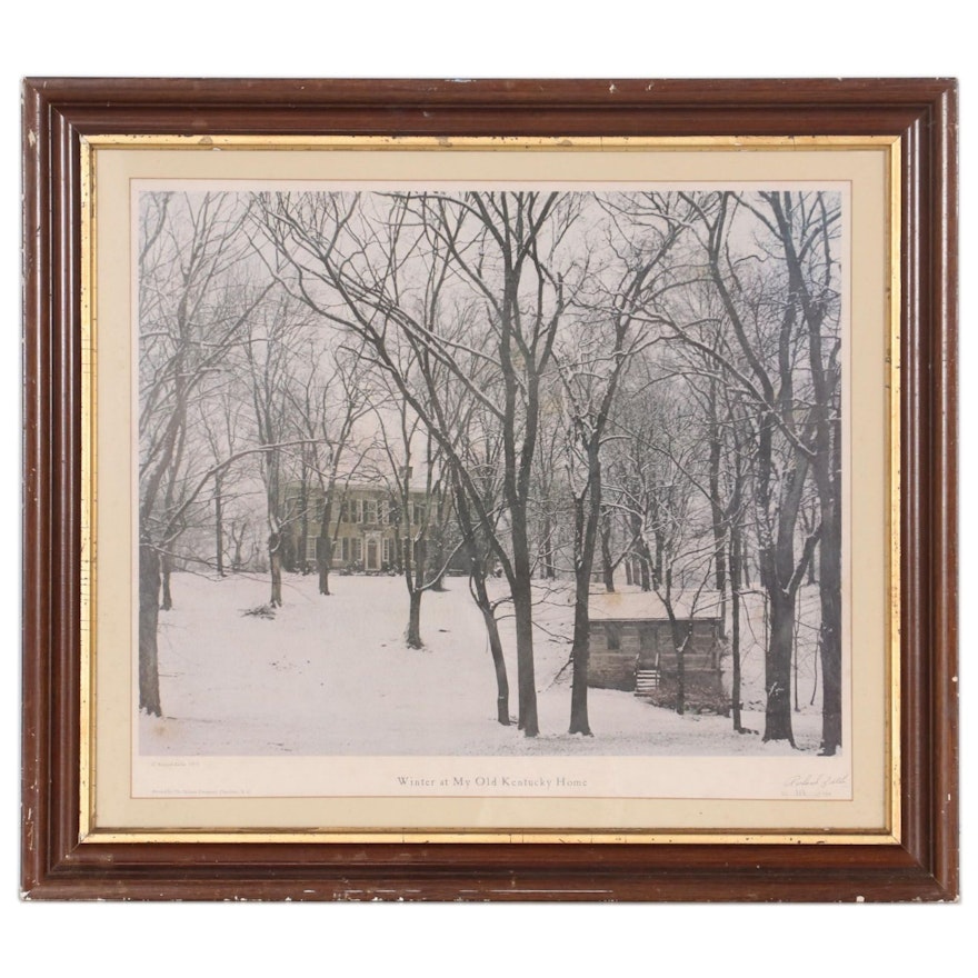 Richard Zielke Offset Lithograph "Winter at My Old Kentucky Home," 1975