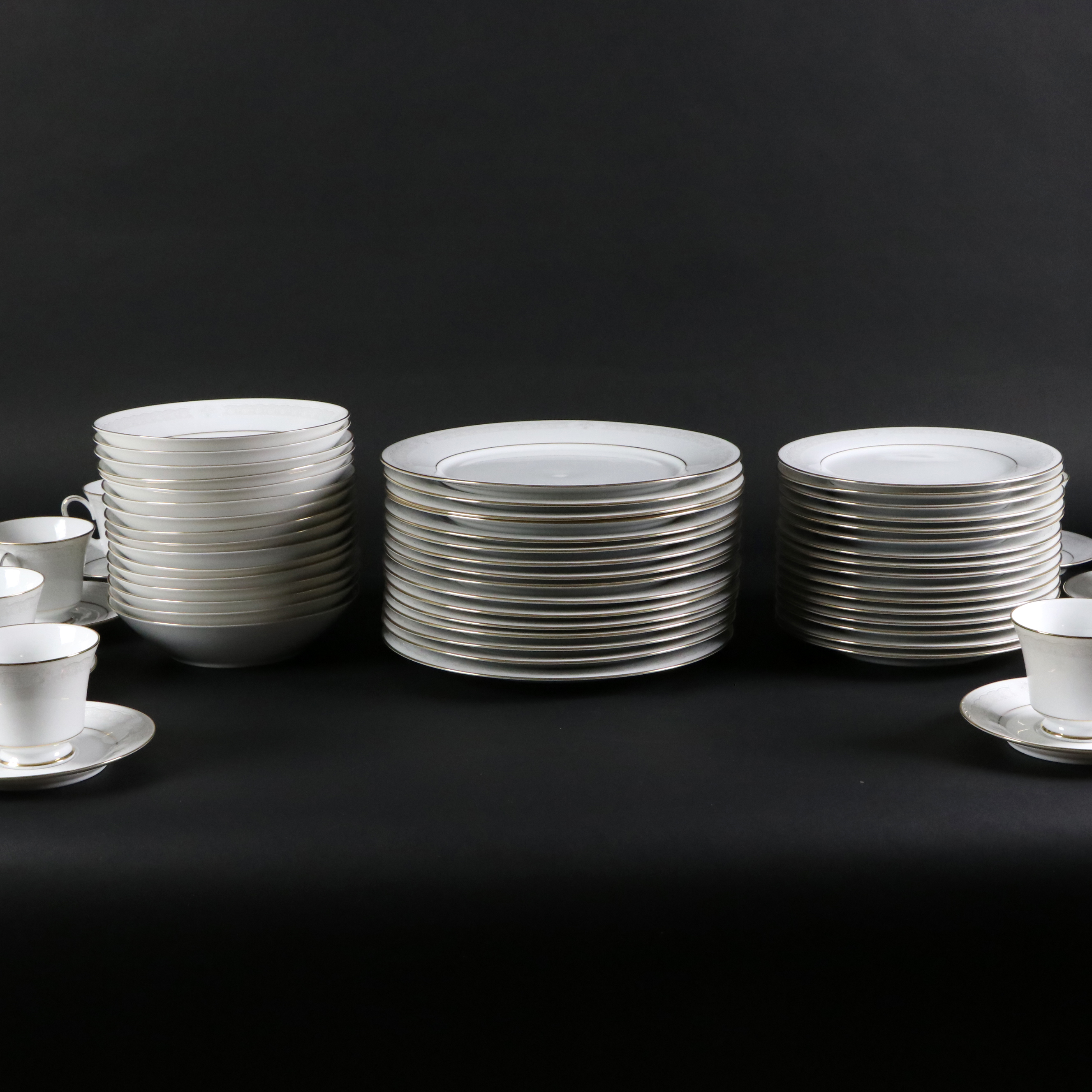 Noritake "Parisian Lace" China with Lenox "Monroe" Stemware, Late 20th Century