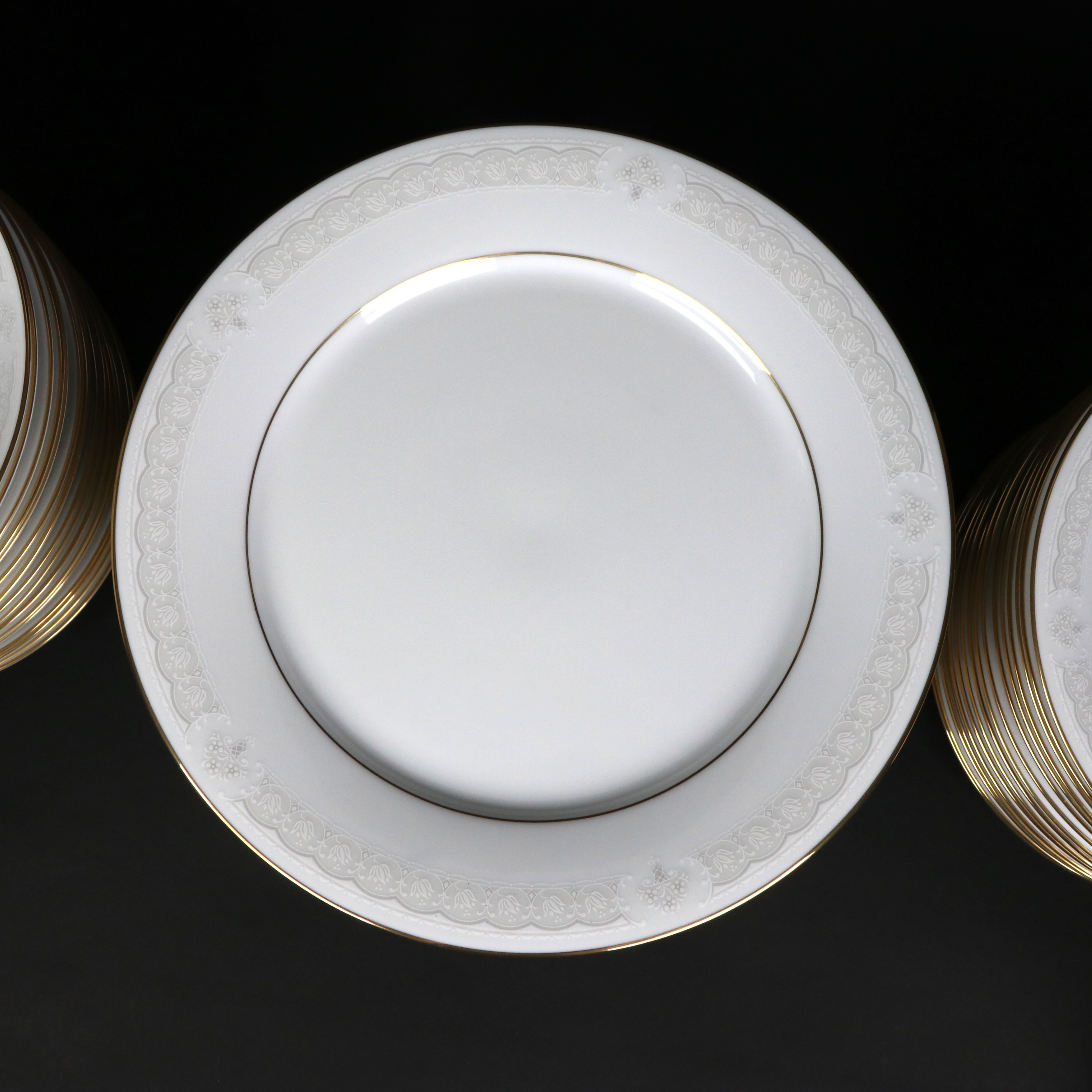 Noritake "Parisian Lace" China with Lenox "Monroe" Stemware, Late 20th Century