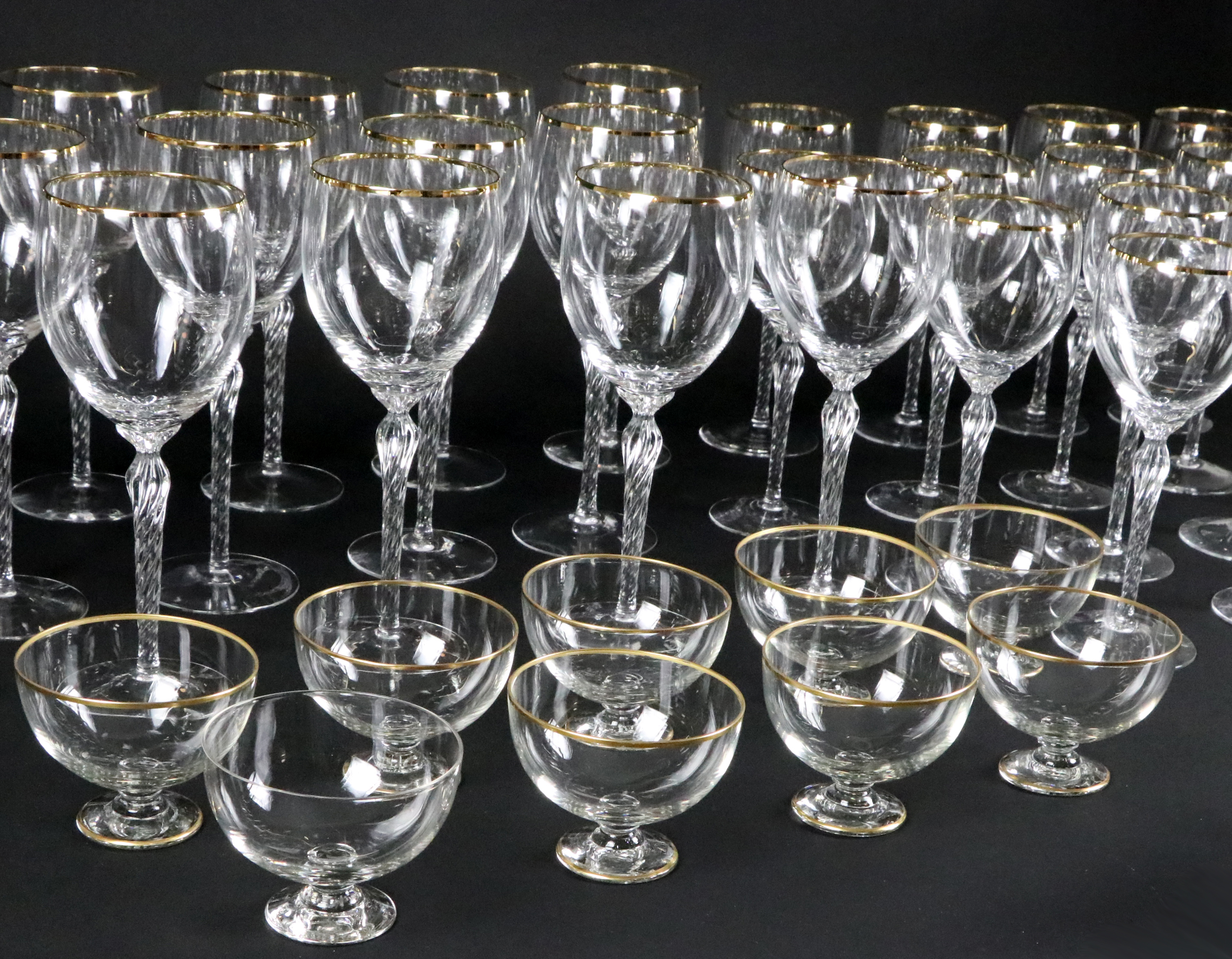 Noritake "Parisian Lace" China with Lenox "Monroe" Stemware, Late 20th Century