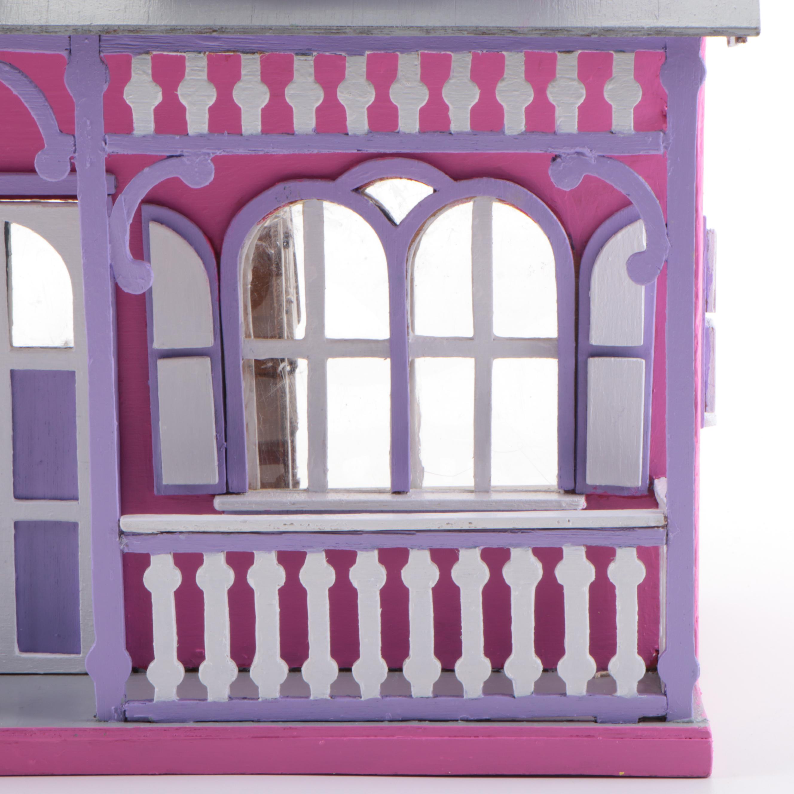 Handmade Victorian Style Wood Dollhouse with Doll Furniture and Accessories