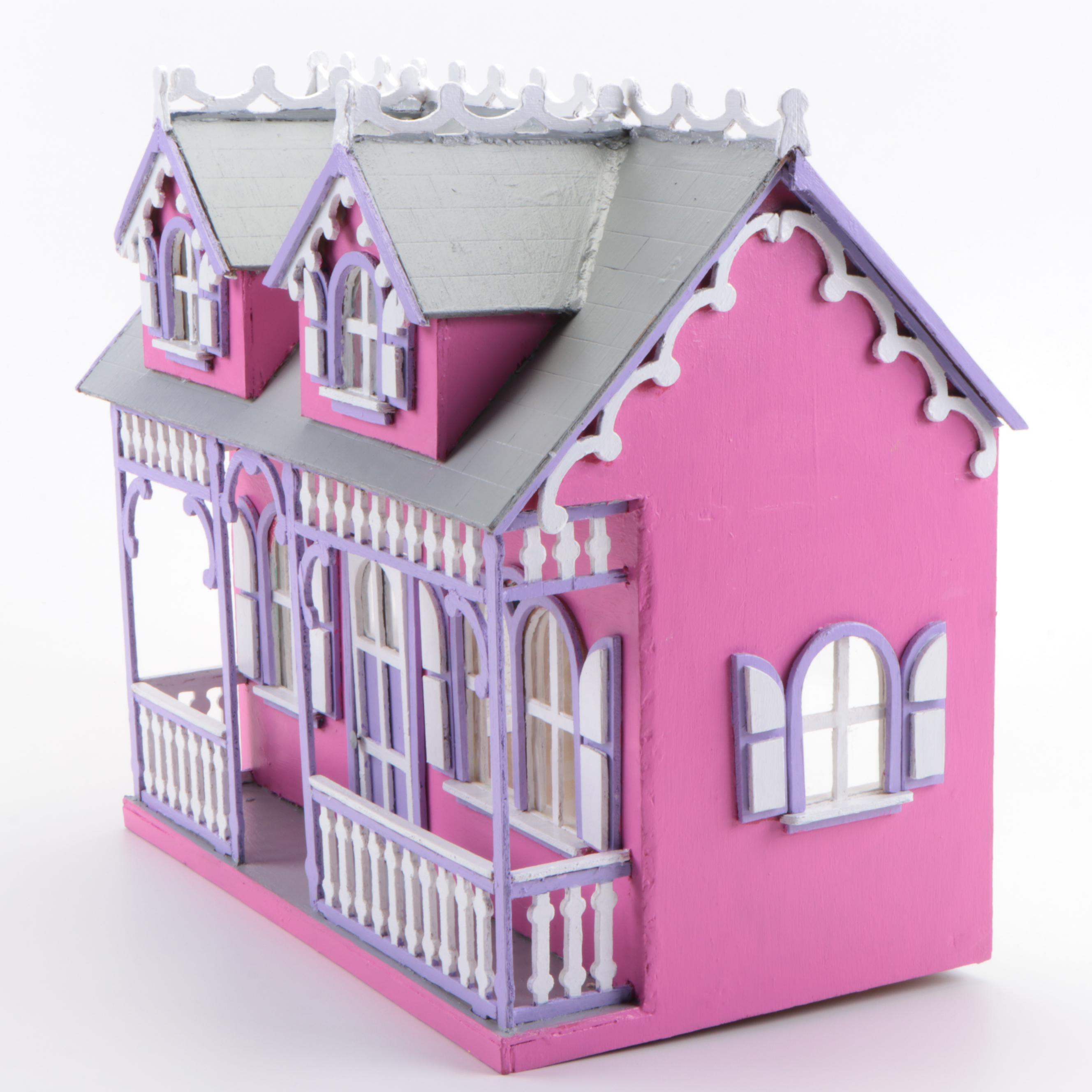 Handmade Victorian Style Wood Dollhouse with Doll Furniture and Accessories