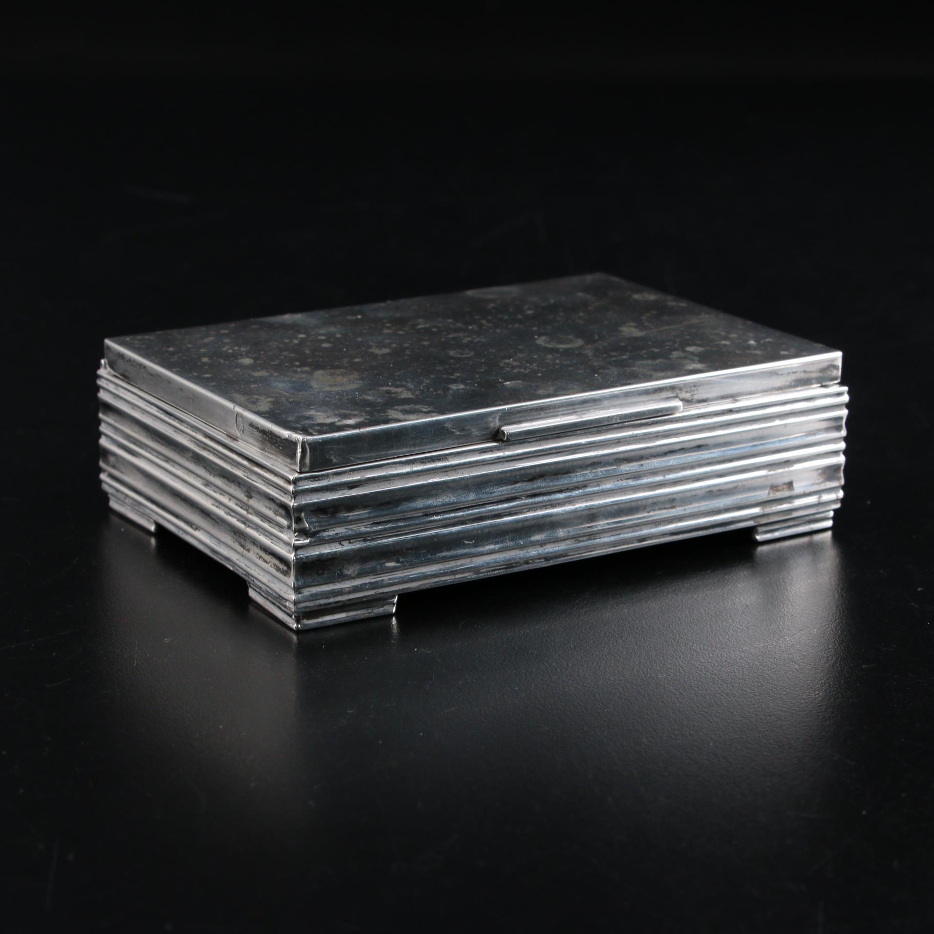 Hans Jensen 833 Silver Cigarette Box with Sterling Needle Holder and More