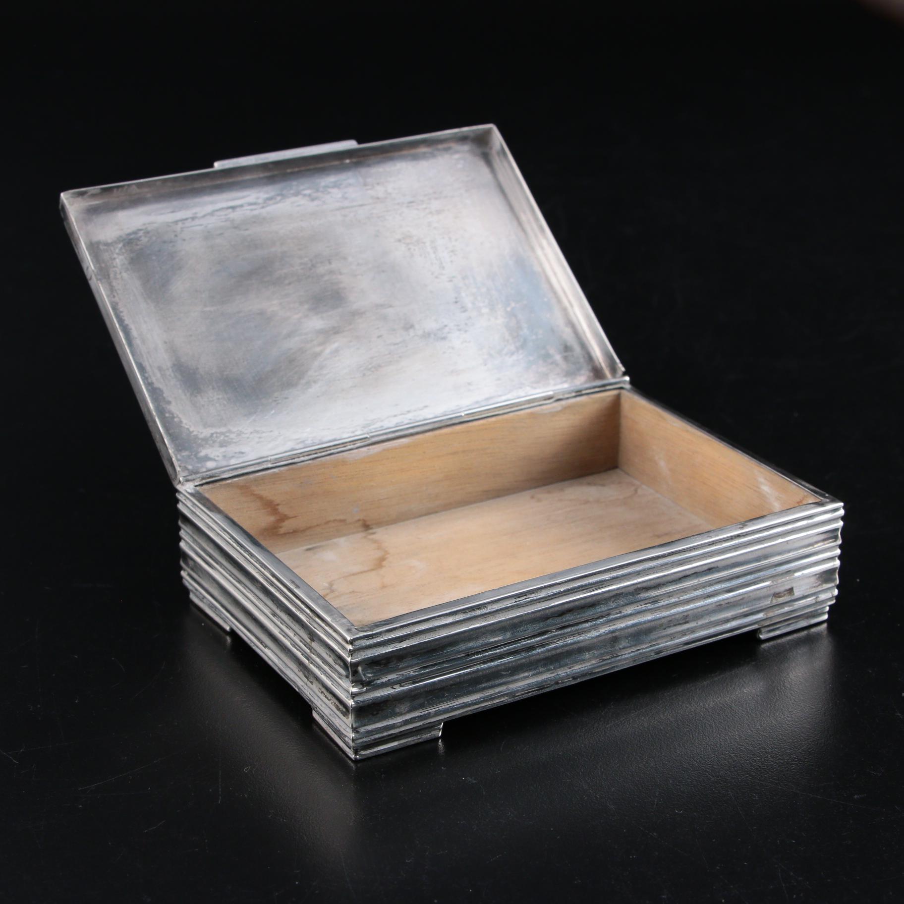 Hans Jensen 833 Silver Cigarette Box with Sterling Needle Holder and More